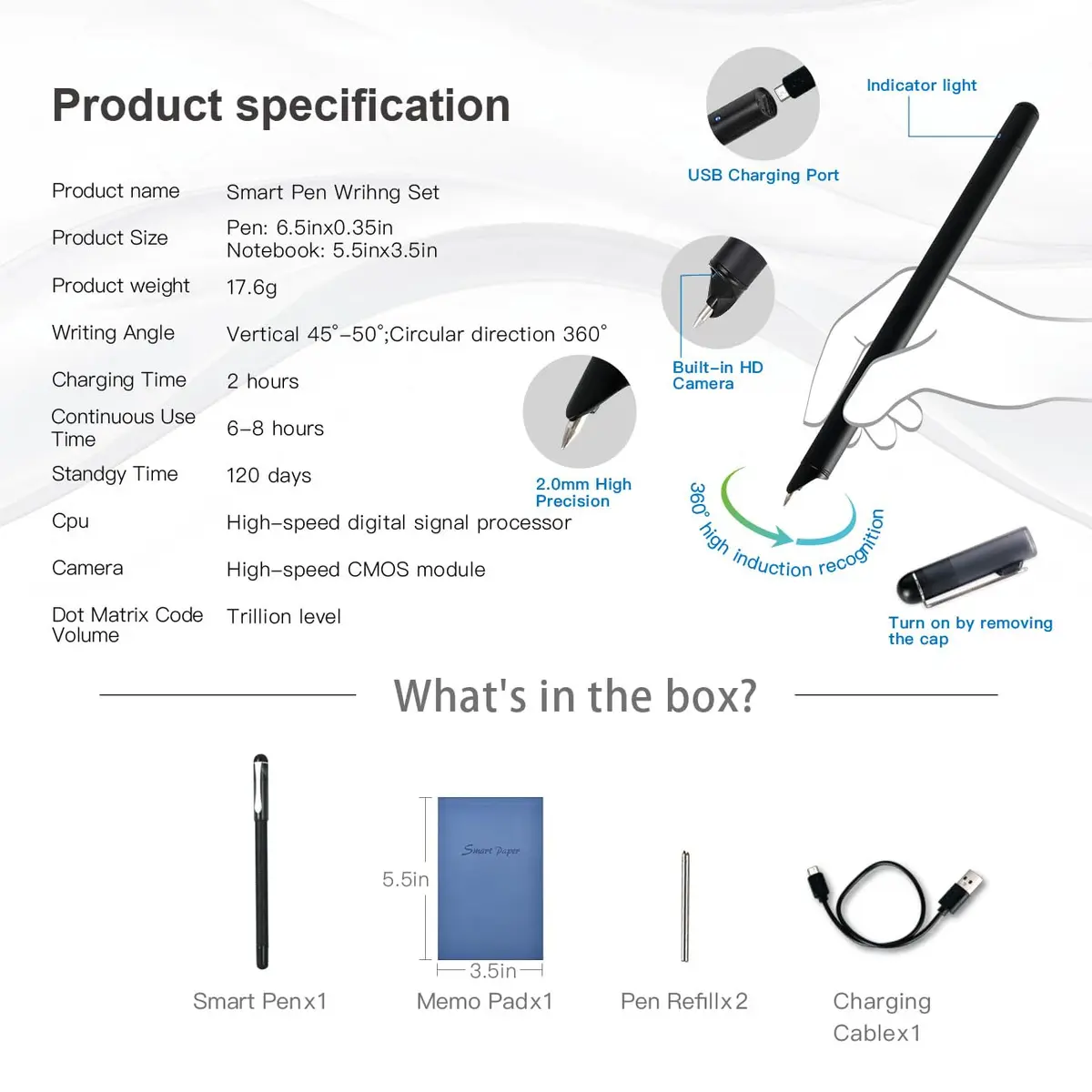 Ophayapen Smart Pen+Mini Notebook Set | Real-time Sync for Note Taking & Drawing - view 9