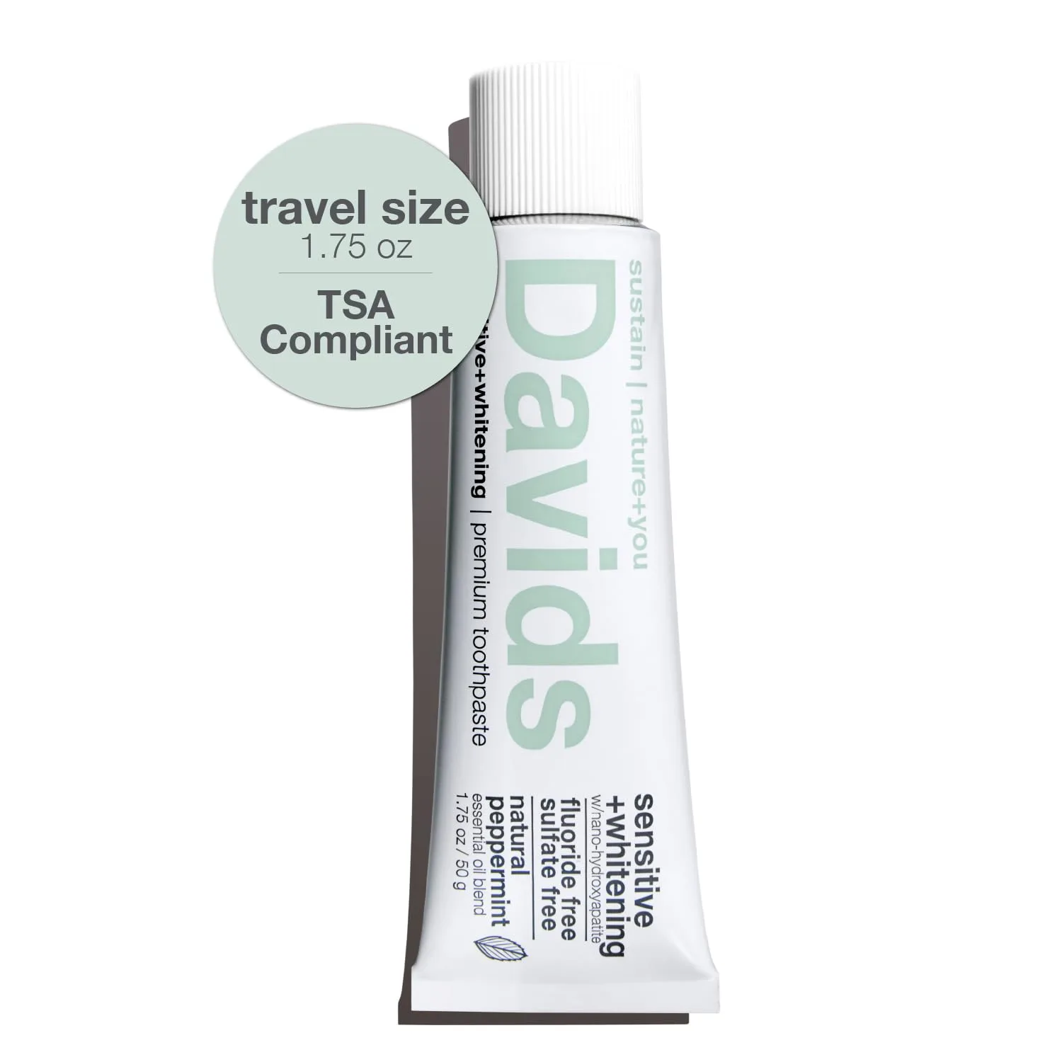 Davids Hydroxi Nano Hydroxyapatite Toothpaste Travel Size (1.75oz / 50g) | Remineralizing & Sensitive Support - main product image