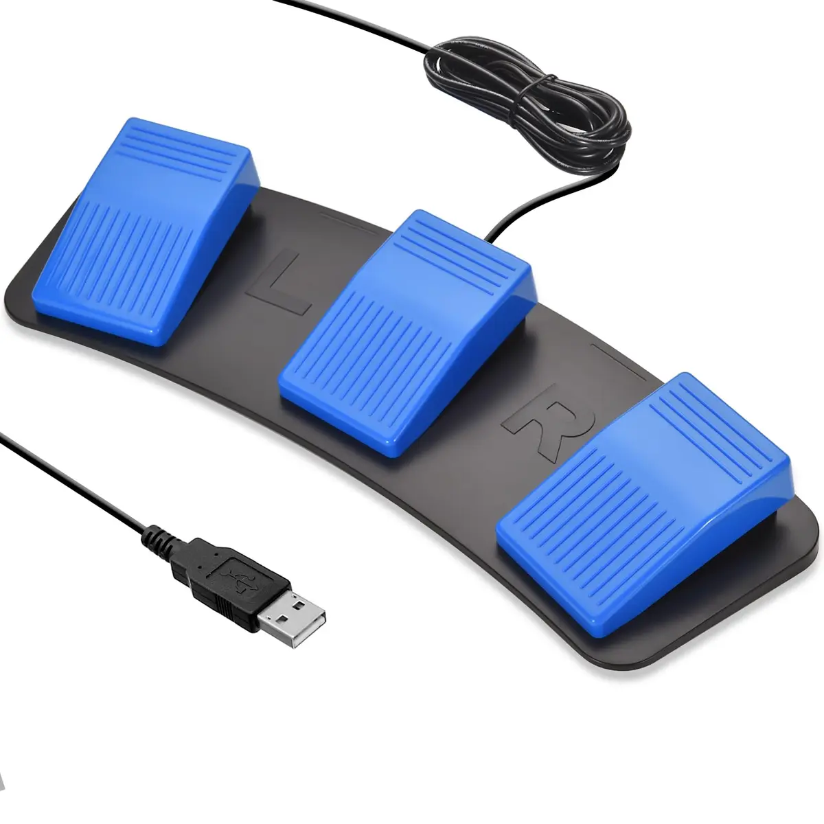 iKKEGOL Upgraded Triple USB Foot Pedal Switch | Programmable Keyboard Mouse String Multimedia Game Control (Black) - view 8