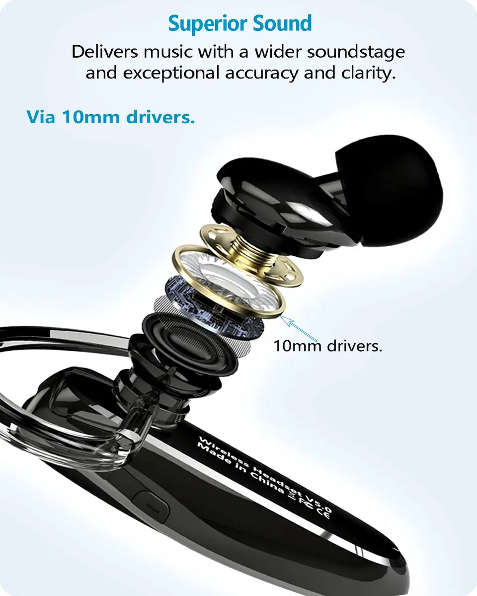 Jinreoo Bluetooth Headset V5.1 | Noise Cancellation, Long Battery, Universal Compatibility - view 8