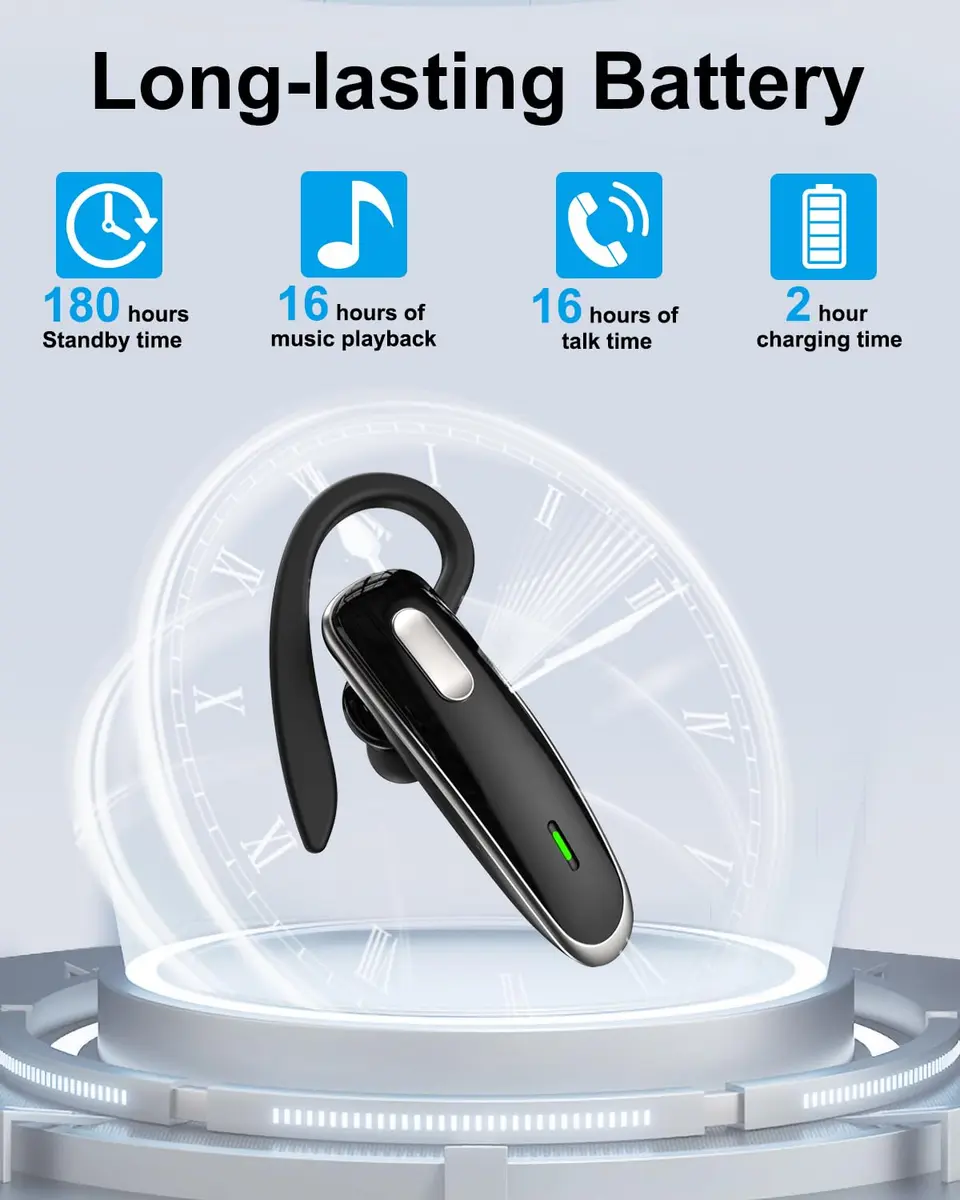 Jinreoo Bluetooth Headset V5.1 | Noise Cancellation, Long Battery, Universal Compatibility - view 4