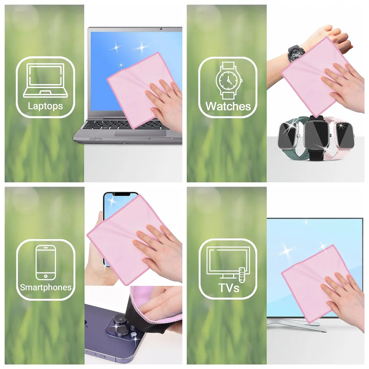 Eco-Fused Microfiber Cleaning Cloths 5 Pack 16.7 cm x 15.7 cm | Double-Sided Suede & Microfiber for Screens & Glasses - view 5