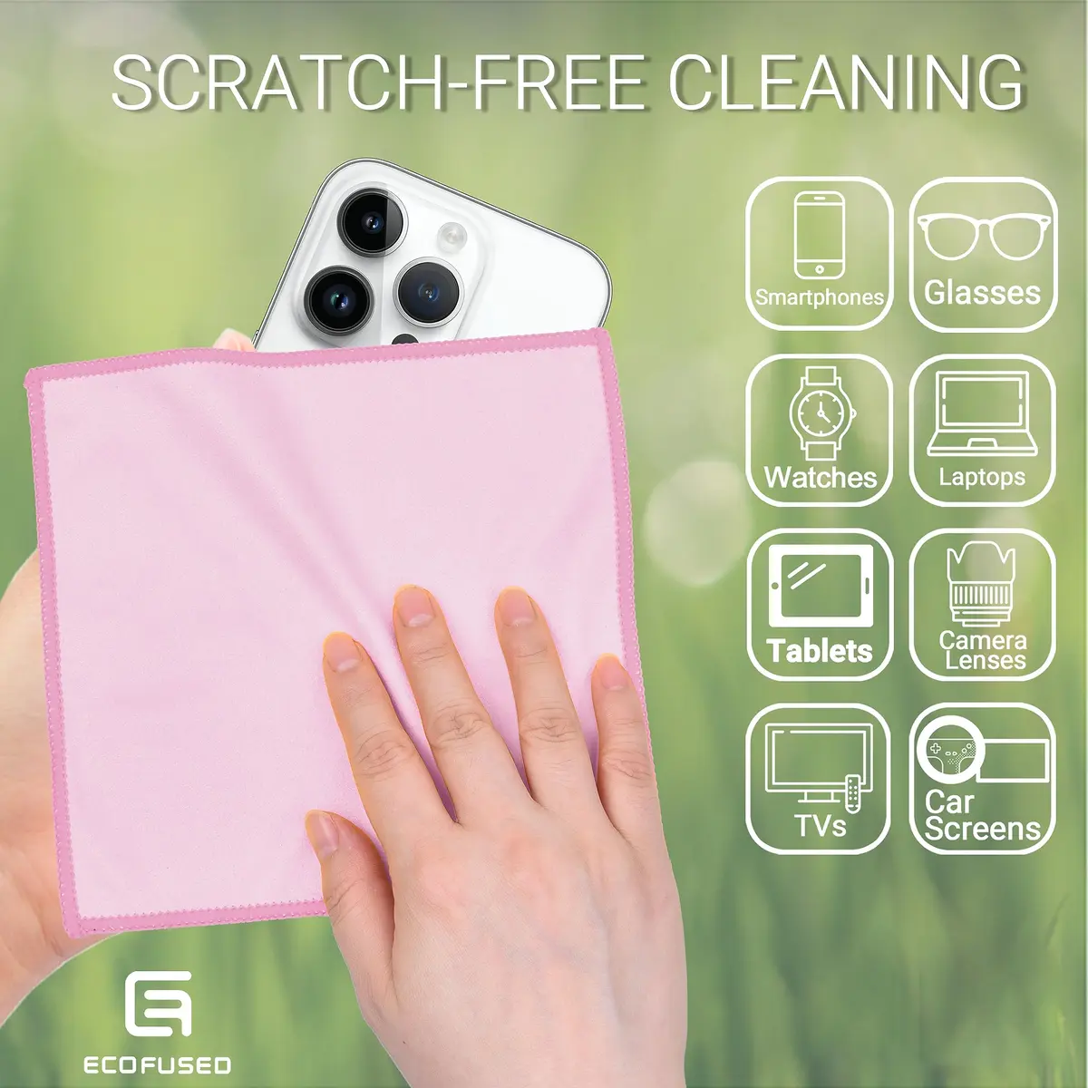 Eco-Fused Microfiber Cleaning Cloths 5 Pack 16.7 cm x 15.7 cm | Double-Sided Suede & Microfiber for Screens & Glasses - view 3