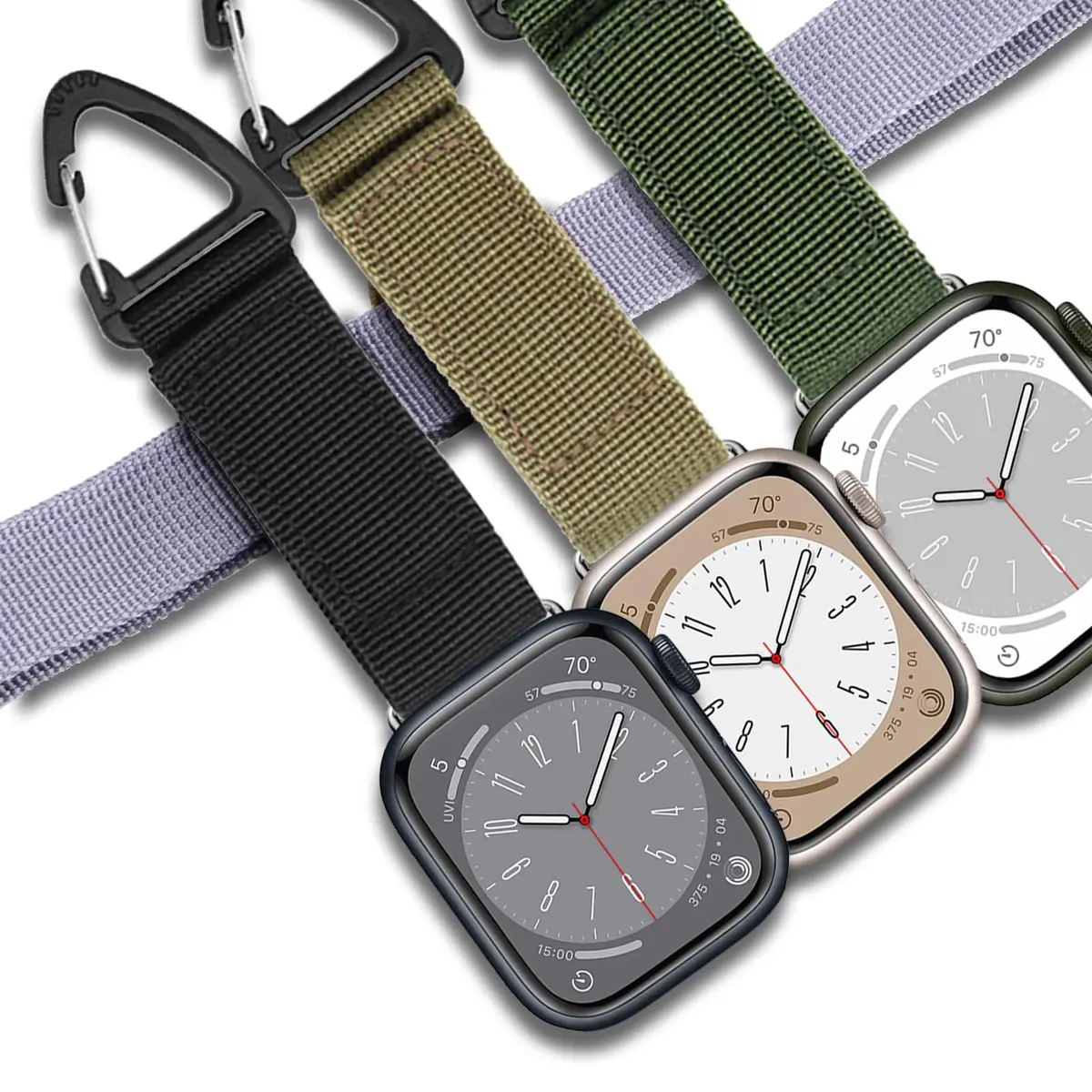 YwonShne Nylon Strap Compatible with Apple Watch Series Ultra 8 7 6 5 4 3 2 1 SE | Military Tactical Breathable Webbing - view 7
