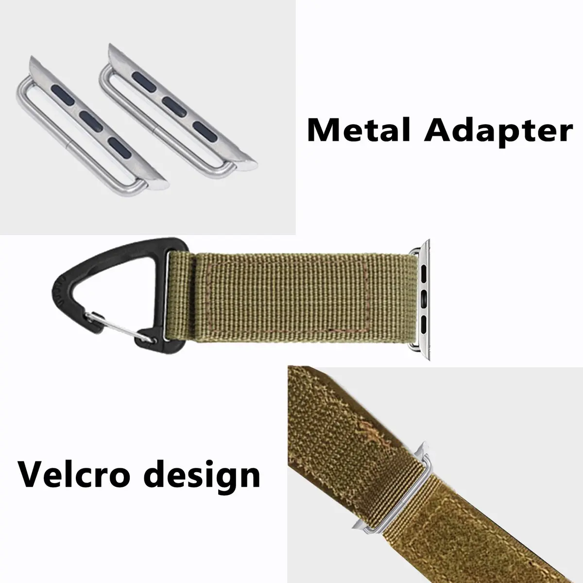YwonShne Nylon Watch Strap Fob Clip Holder Carabiner for Apple Watch 38mm-49mm | Military Tactical Band Breathable Molle Webbing Canvas Keychain - view 5