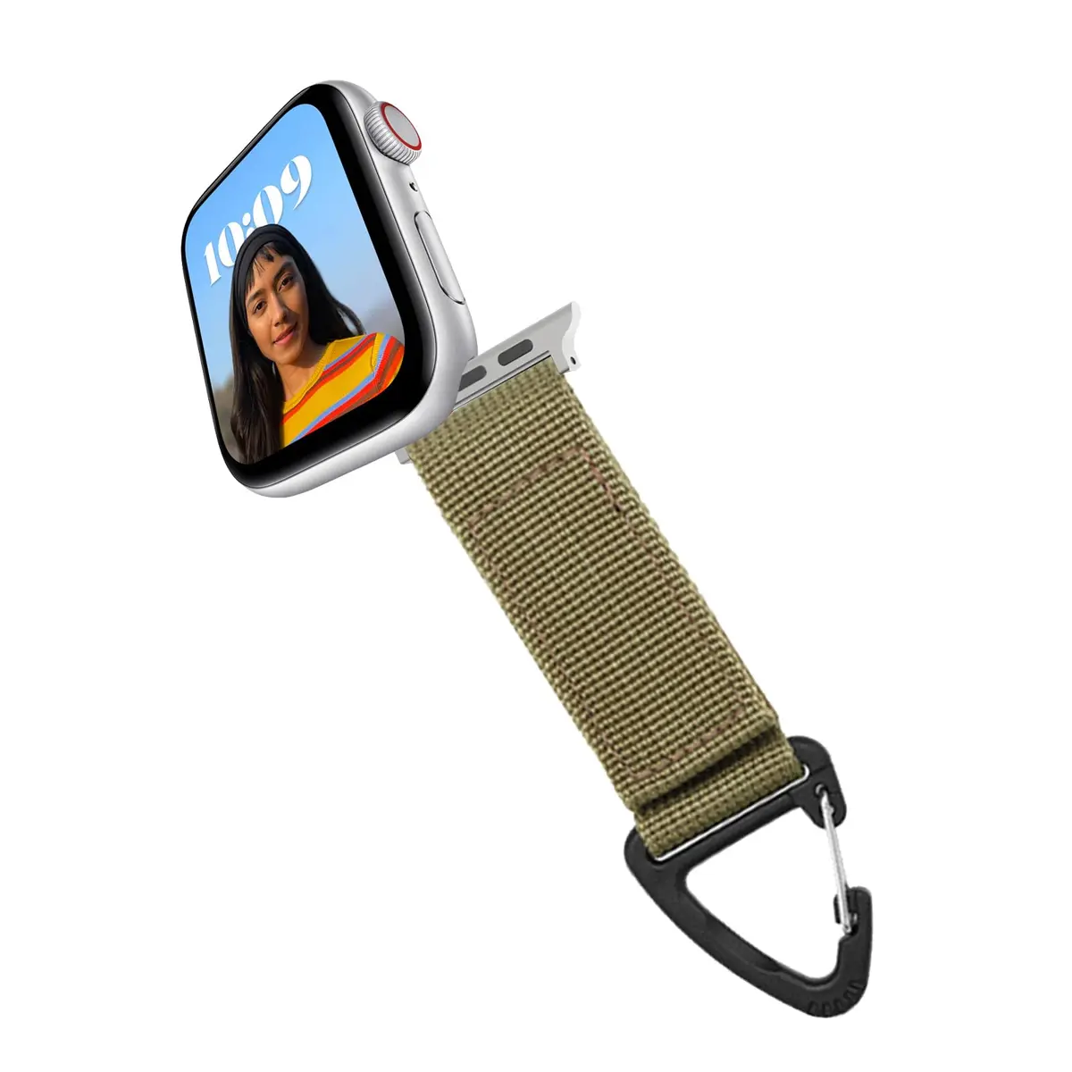 YwonShne Nylon Watch Strap Fob Clip Holder Carabiner for Apple Watch 38mm-49mm | Military Tactical Band Breathable Molle Webbing Canvas Keychain - view 6