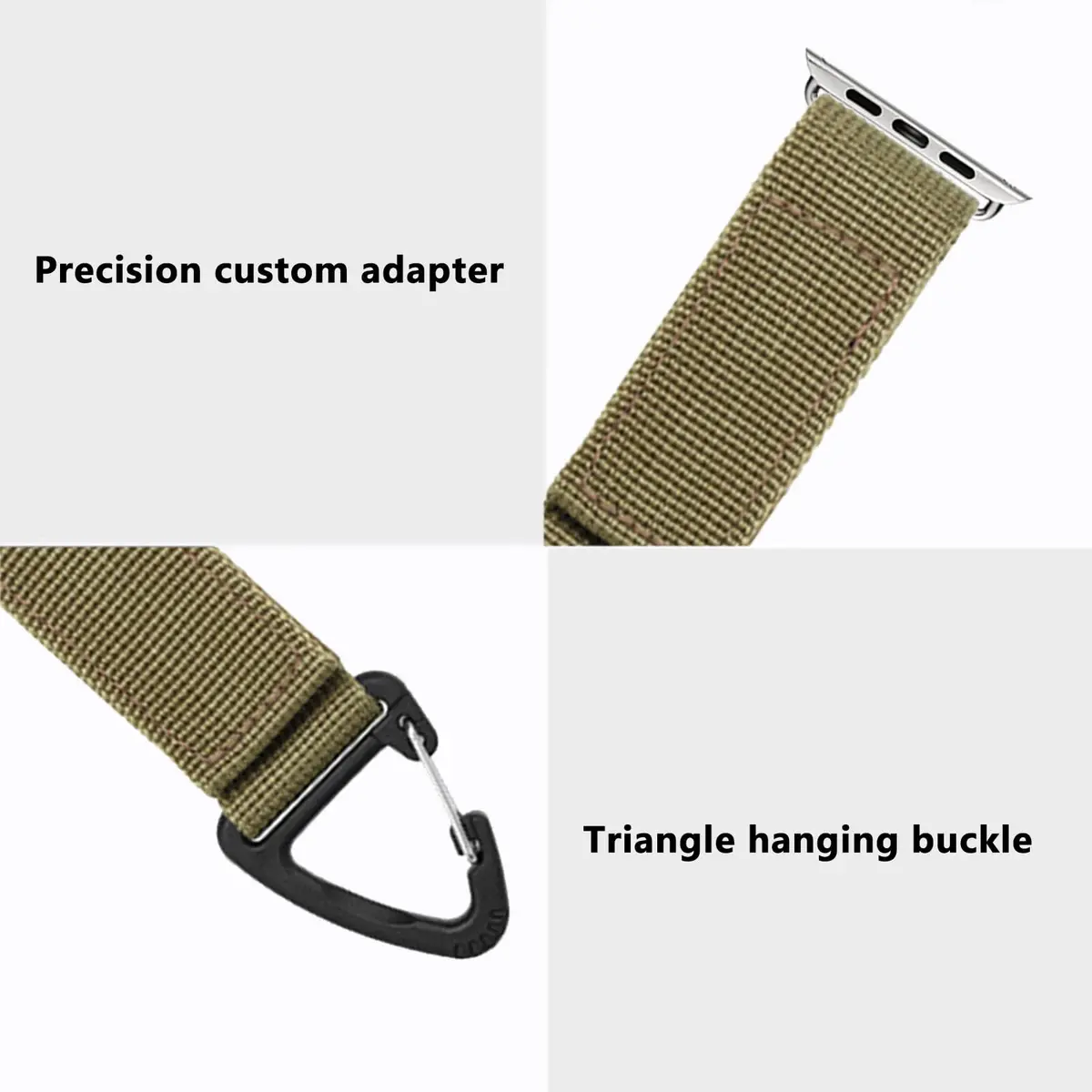 YwonShne Nylon Watch Strap Fob Clip Holder Carabiner for Apple Watch 38mm-49mm | Military Tactical Band Breathable Molle Webbing Canvas Keychain - view 4