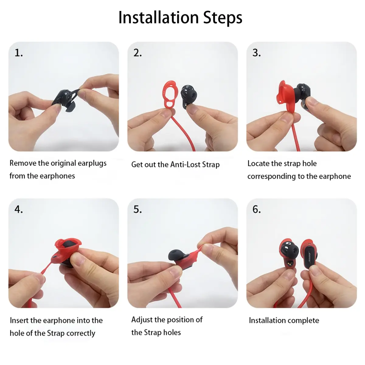 YBSCJHGR Anti-Lost Strap for Bose QuietComfort Earbuds | Silicone Neck Rope, Black, Compatible with QC Earbuds II - view 5