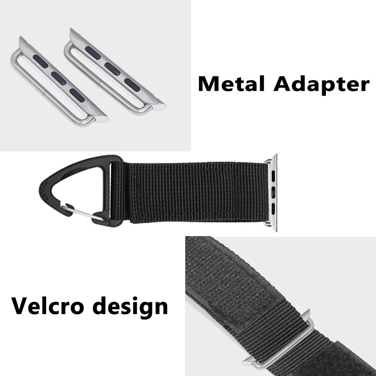YwonShne Nylon Strap with Carabiner Clip for Apple Watch 38mm-49mm | Military Tactical Band for Outdoor Use - view 3