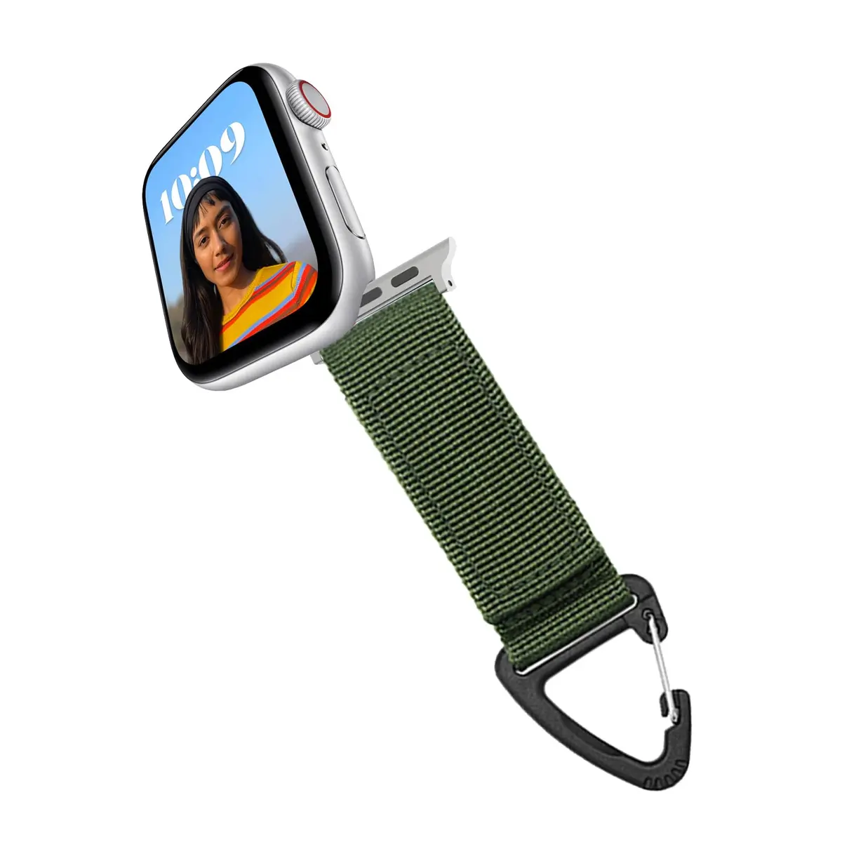 YwonShne Nylon Watch Band with Carabiner Clip for Apple Watch 38-49mm | Breathable Molle Webbing Tactical Strap - view 5