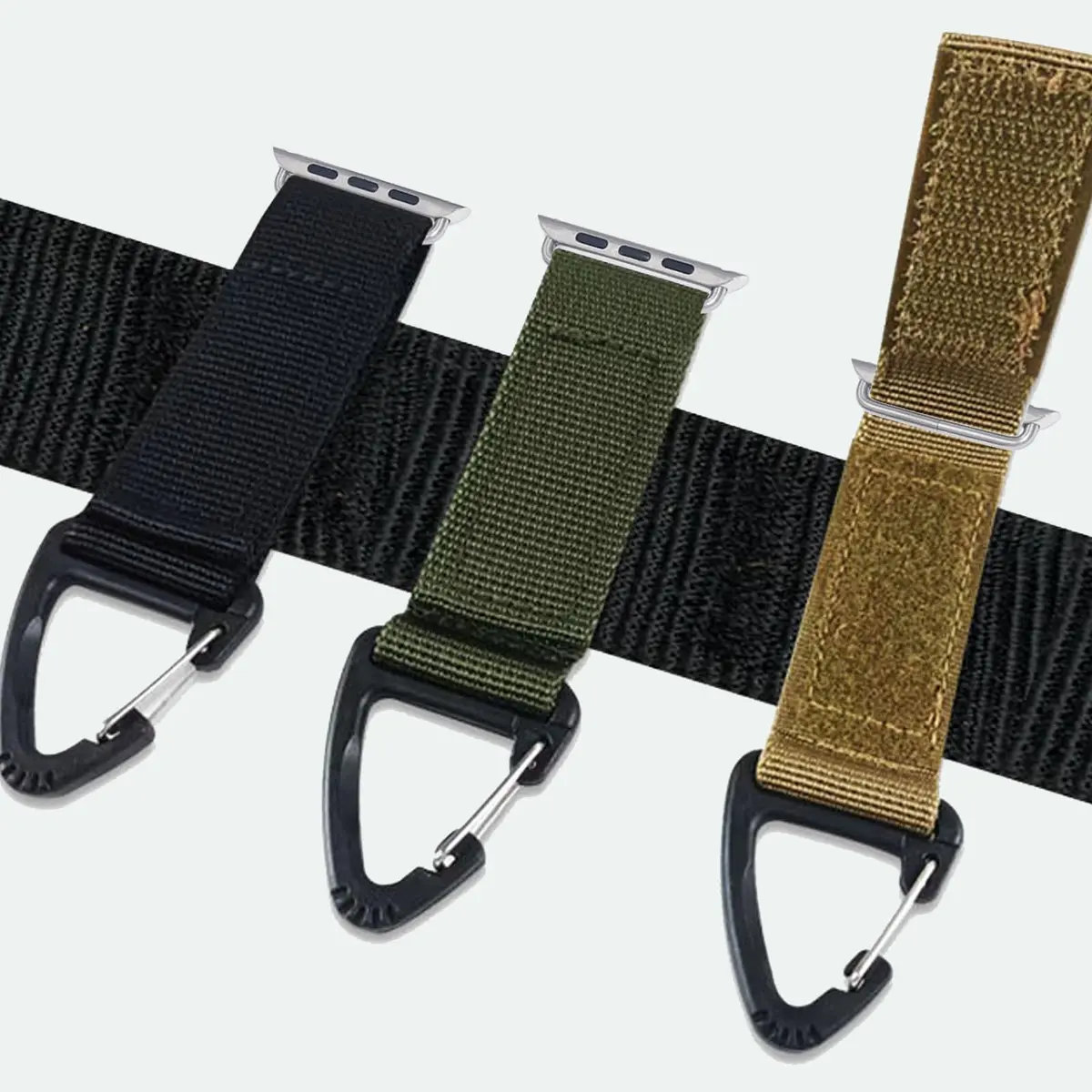 YwonShne Nylon Watch Band with Carabiner Clip for Apple Watch 38-49mm | Breathable Molle Webbing Tactical Strap - view 6