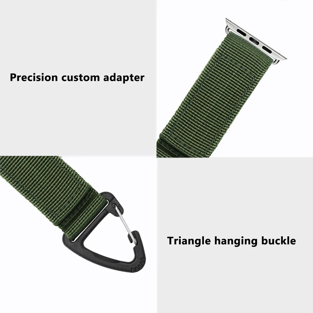 YwonShne Nylon Watch Band with Carabiner Clip for Apple Watch 38-49mm | Breathable Molle Webbing Tactical Strap - view 4