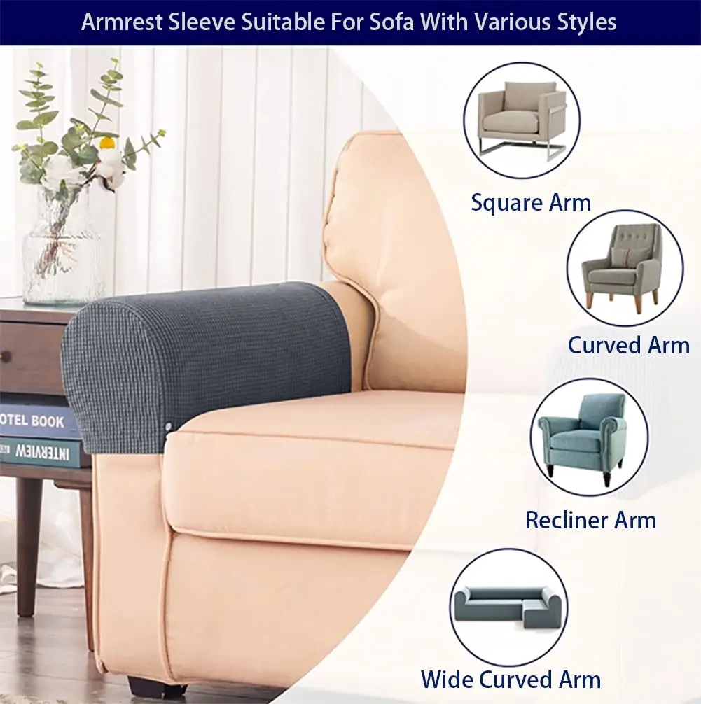 Chaexii Elastic Polyester Sofa Arm Cover 45.5-53cm | Scratch Resistant & Durable - view 6