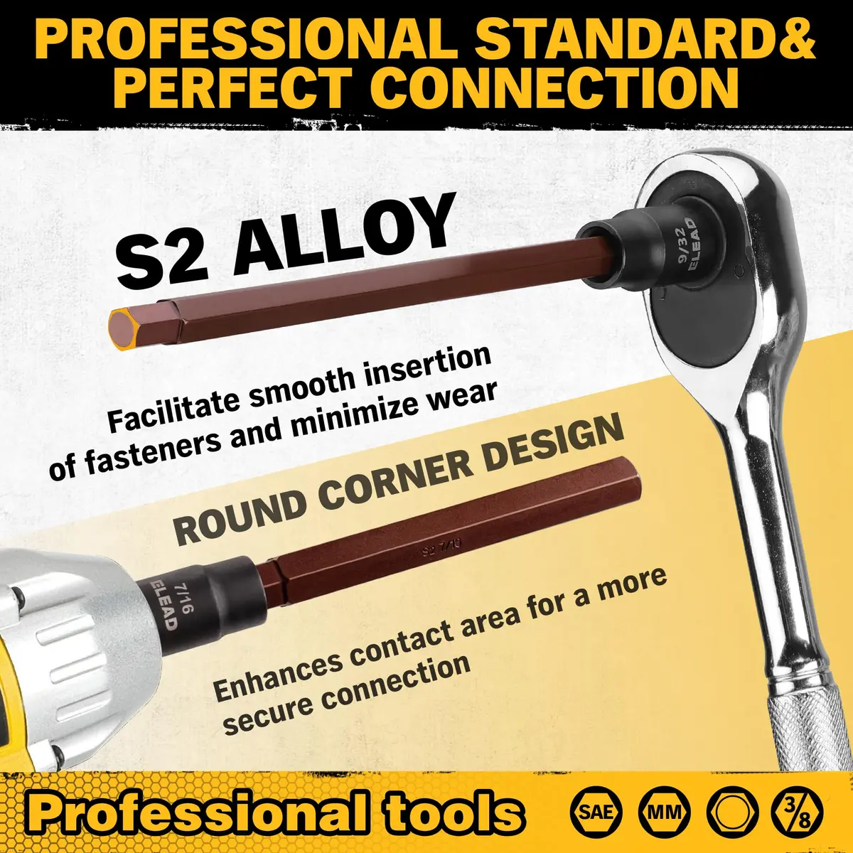 ELEAD Extra-Long Allen Hex Bit Socket Set 20-Piece 150mm | SAE & Metric, Impact Ready, Durable S2 Steel - view 5