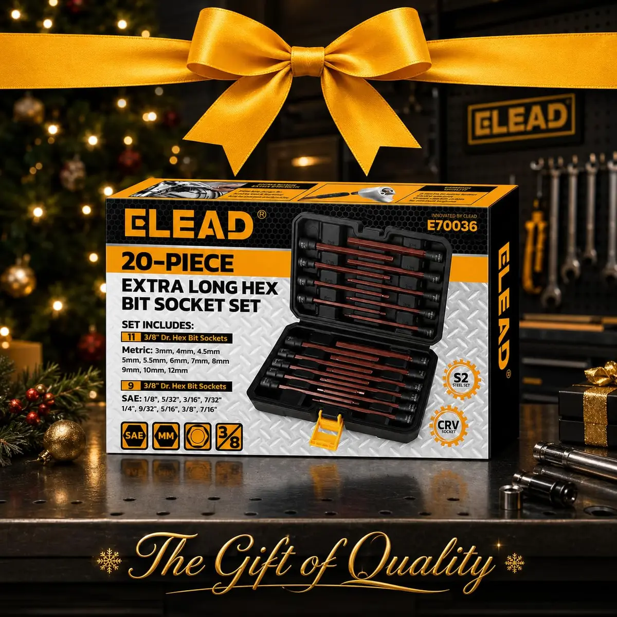 ELEAD Extra-Long Allen Hex Bit Socket Set 20-Piece 150mm | SAE & Metric, Impact Ready, Durable S2 Steel - view 8