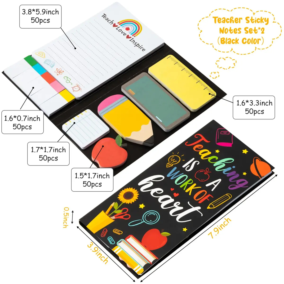 Xqumoi Sticky Notes Set, 550 Sheets, Self-Stick Note Pads, Page Marker Bundle | Bulk Pack for Office & School - view 2