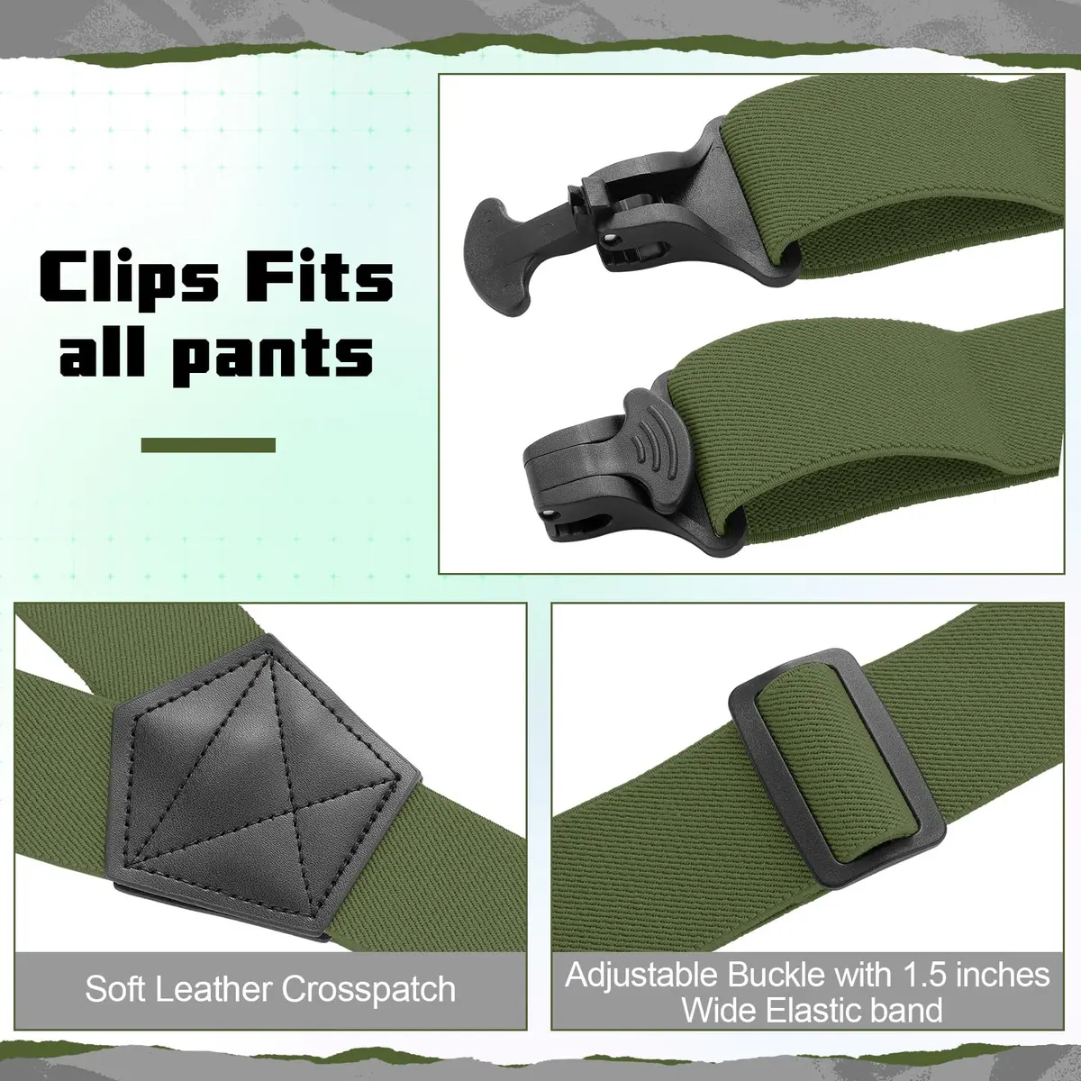 Jiuguva Men Hidden Undershirt Suspender Under Clothing Y 1.5in,Army Green | Airport Friendly Heavy Duty Suspenders - view 5
