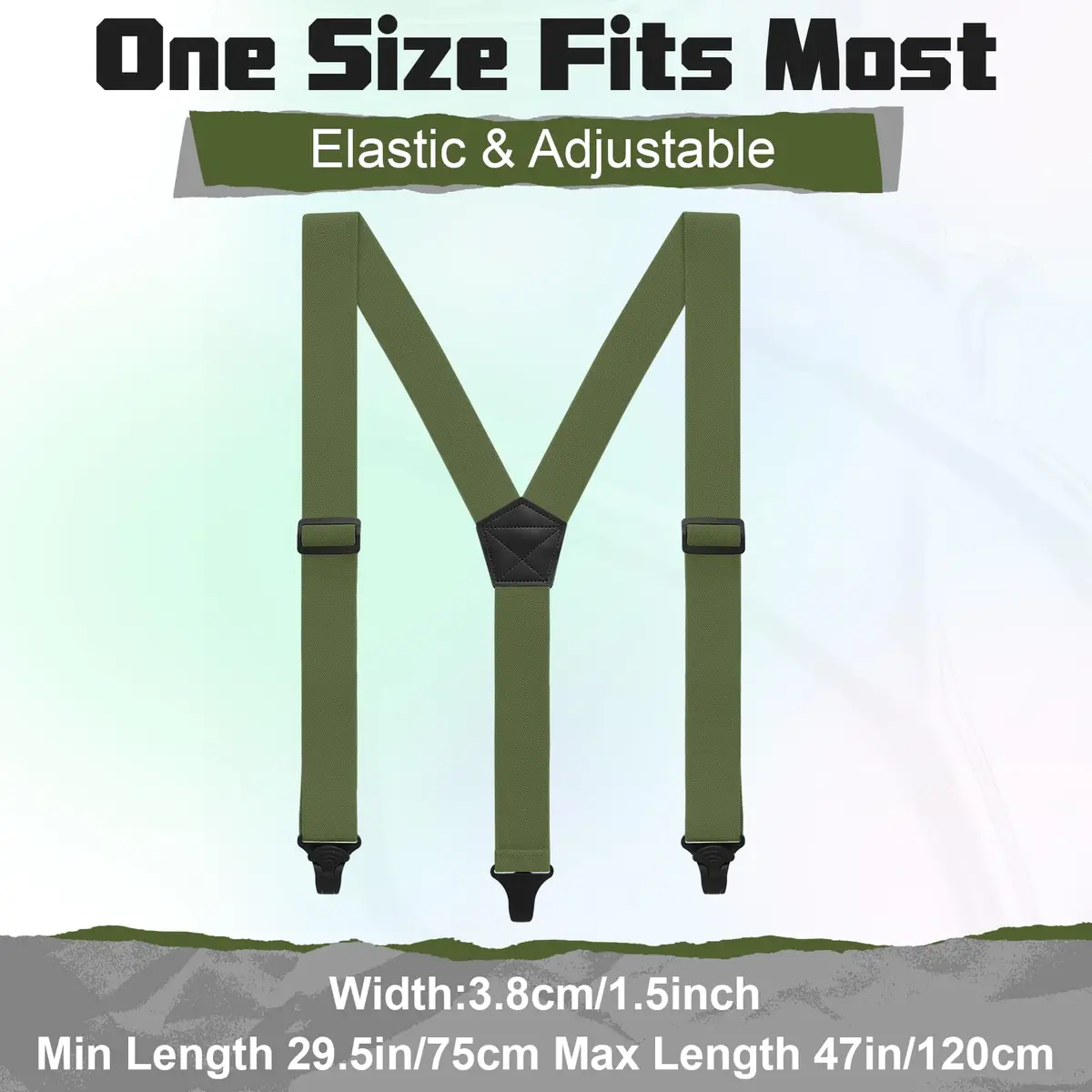 Jiuguva Men Hidden Undershirt Suspender Under Clothing Y 1.5in,Army Green | Airport Friendly Heavy Duty Suspenders - view 3