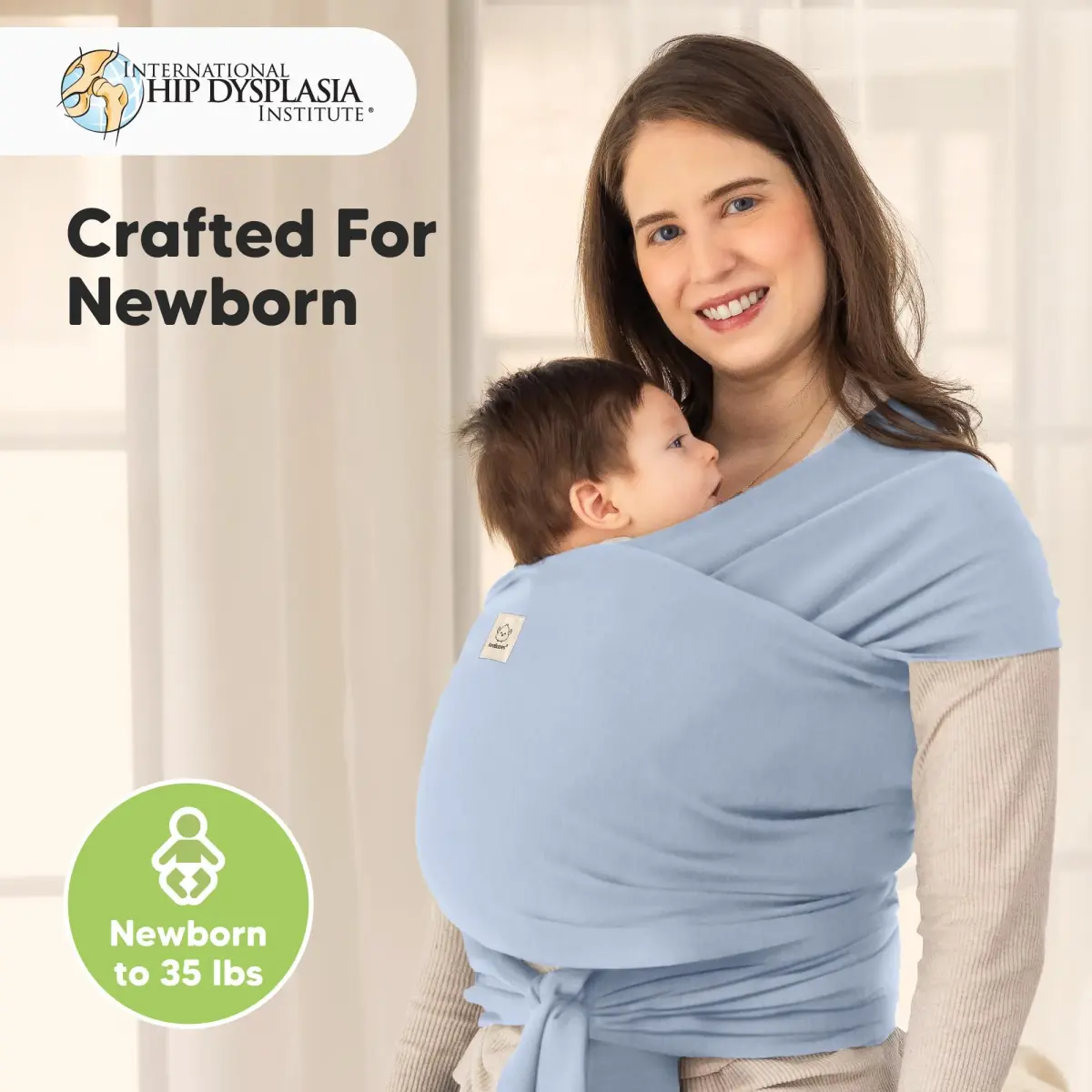 KeaBabies Original Baby Wrap Carrier - Powder Blue, One Size - view 2