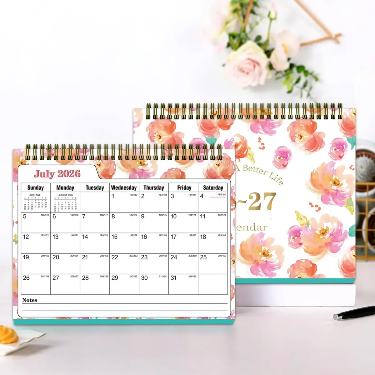 Ymumuda Floral Desk Calendar 2026-2027 20cm (8" x 6") | Academic Year Planning with To-Do Lists - view 7