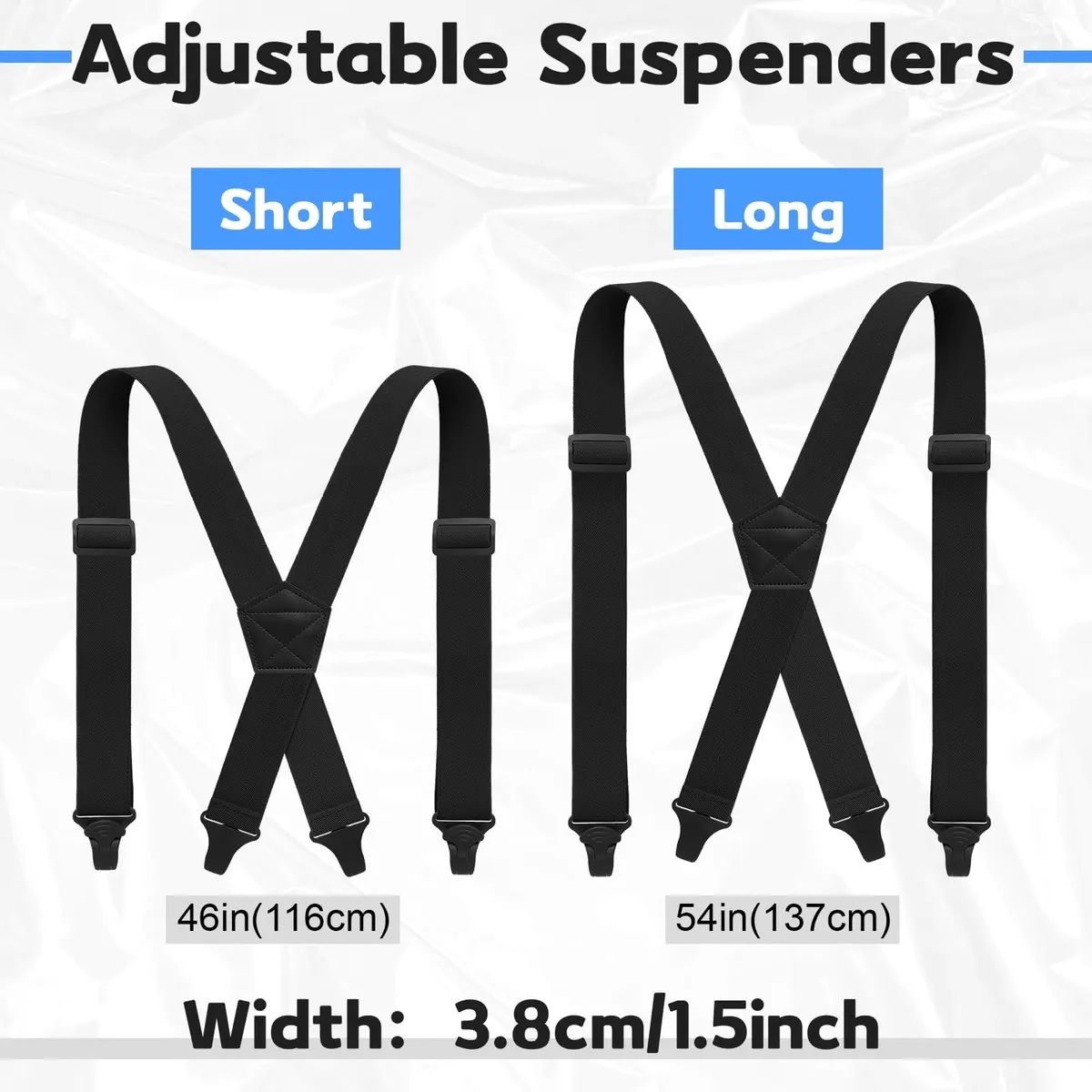 Janmercy Men's X-Back Hidden Suspender Airport Friendly Black 120 cm (47.24 x 1.5 inches) | Secure Hold for Pants - view 4