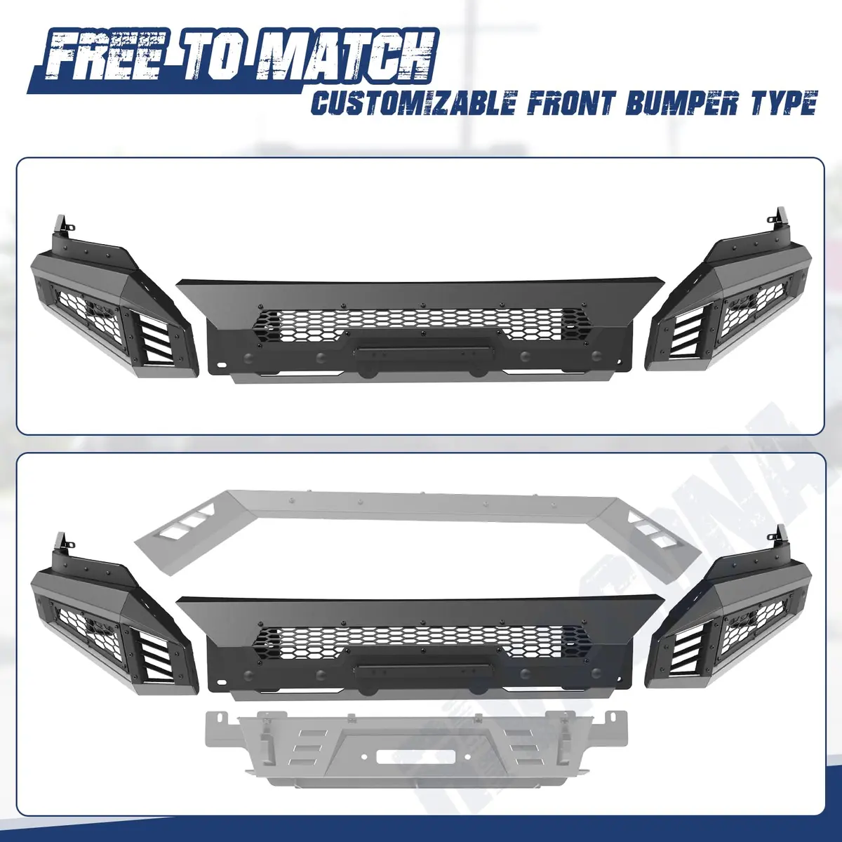 Hawkley Front Bumper for Dodge Ram 1500 2013-2023 | Heavy-Duty Steel, Black Powder Coated - view 7