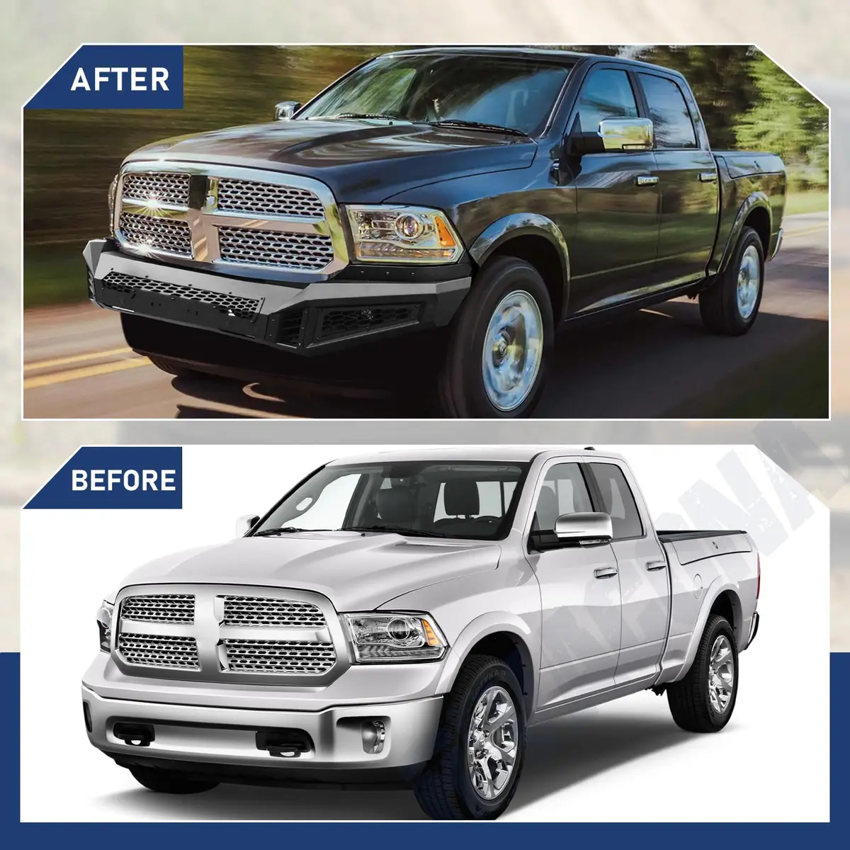 Hawkley Front Bumper for Dodge Ram 1500 2013-2023 | Heavy-Duty Steel, Black Powder Coated - view 8
