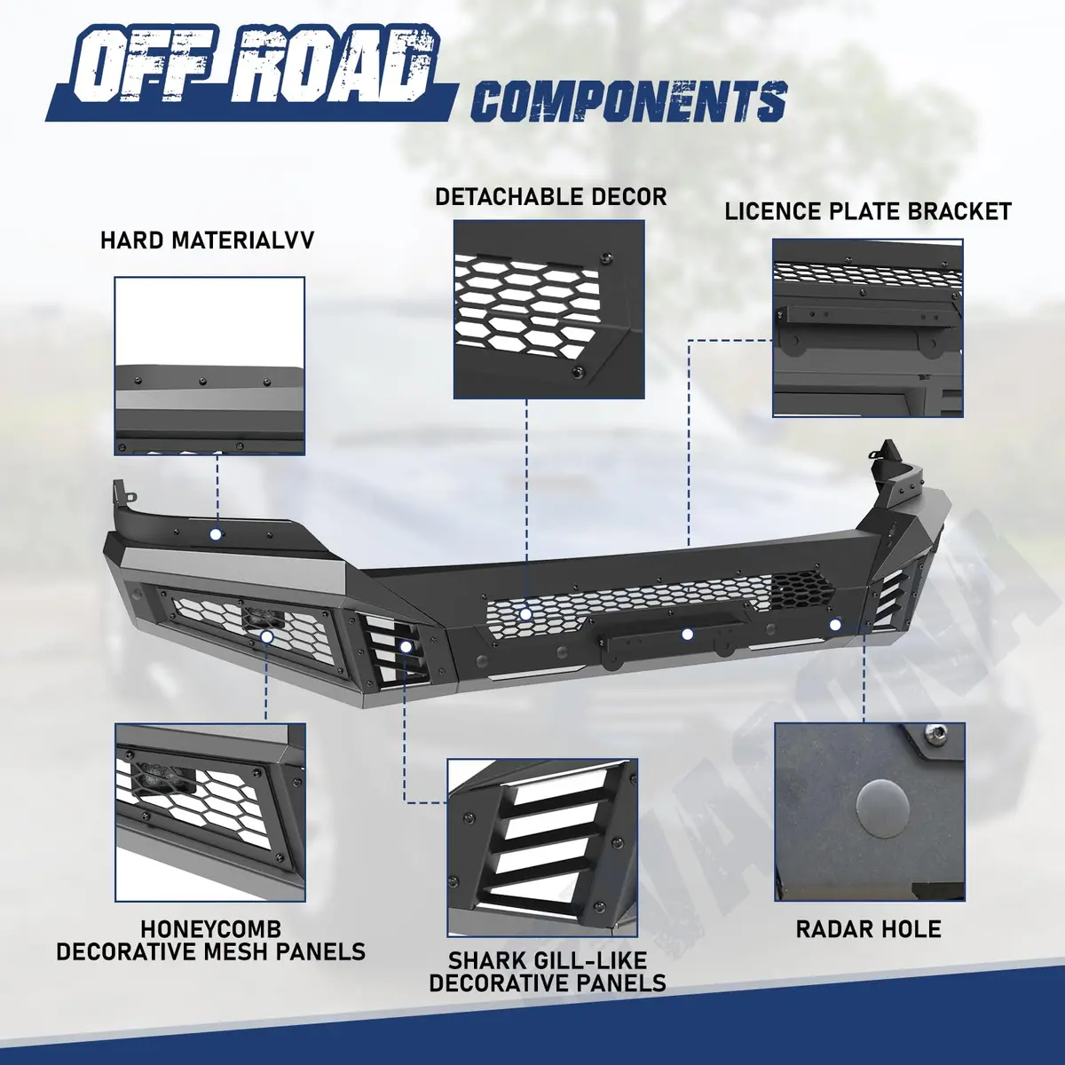 Hawkley Front Bumper for Dodge Ram 1500 2013-2023 | Heavy-Duty Steel, Black Powder Coated - view 2