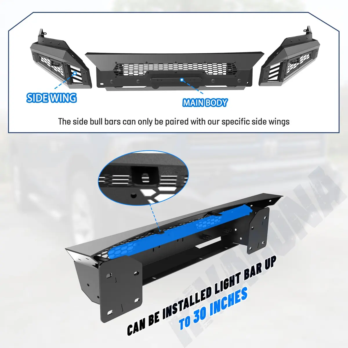 Hawkley Front Bumper for Dodge Ram 1500 2013-2023 | Heavy-Duty Steel, Black Powder Coated - view 4