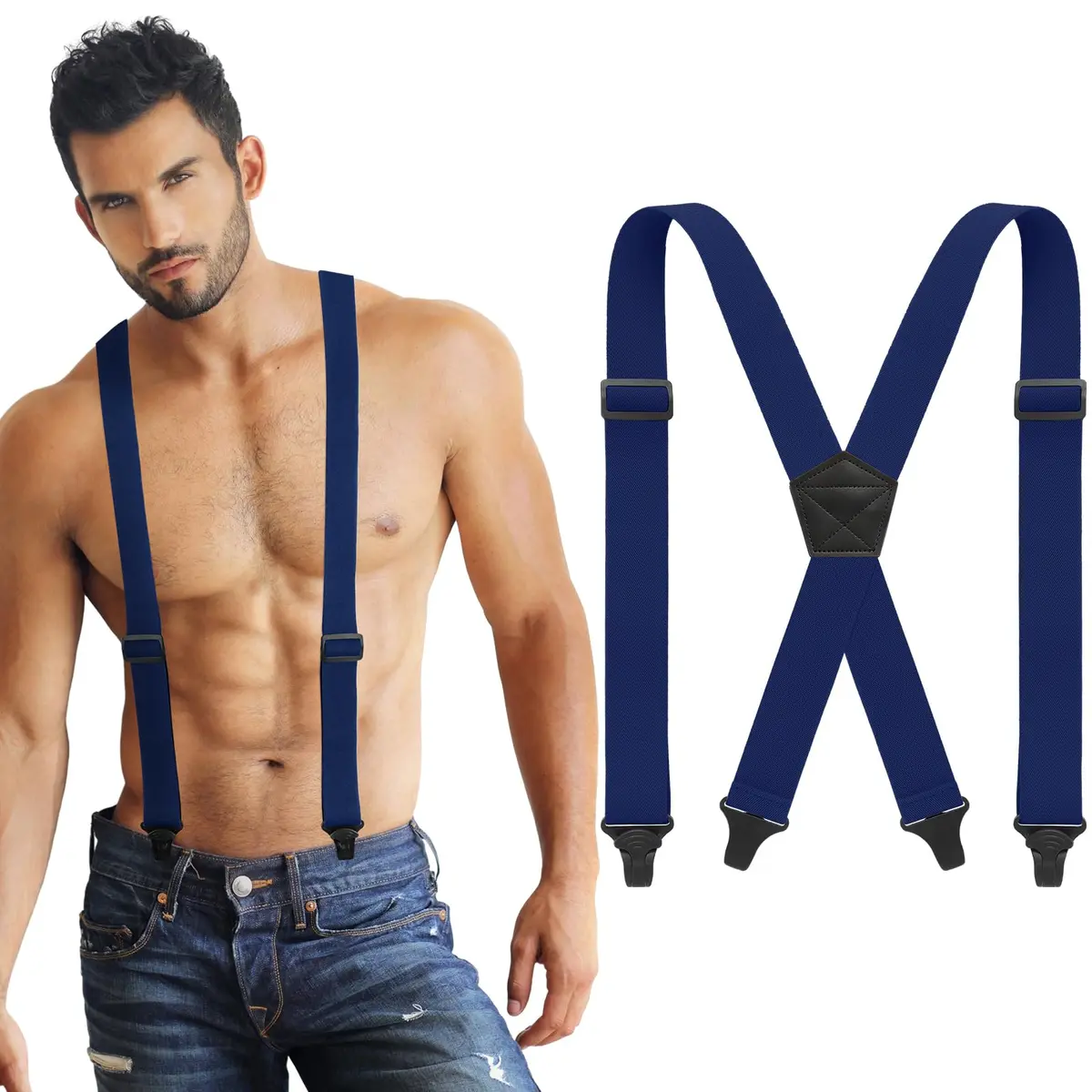 Janmercy Men's Hidden X-Back Suspenders 120 cm (47.24 Inch) | Airport Friendly, Polyester - main product image