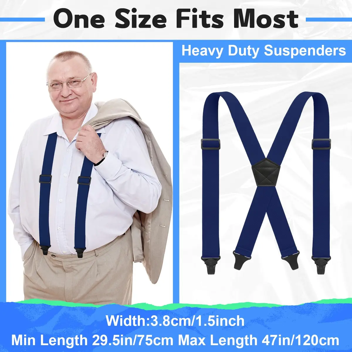 Janmercy Men's Hidden X-Back Suspenders 120 cm (47.24 Inch) | Airport Friendly, Polyester - view 5