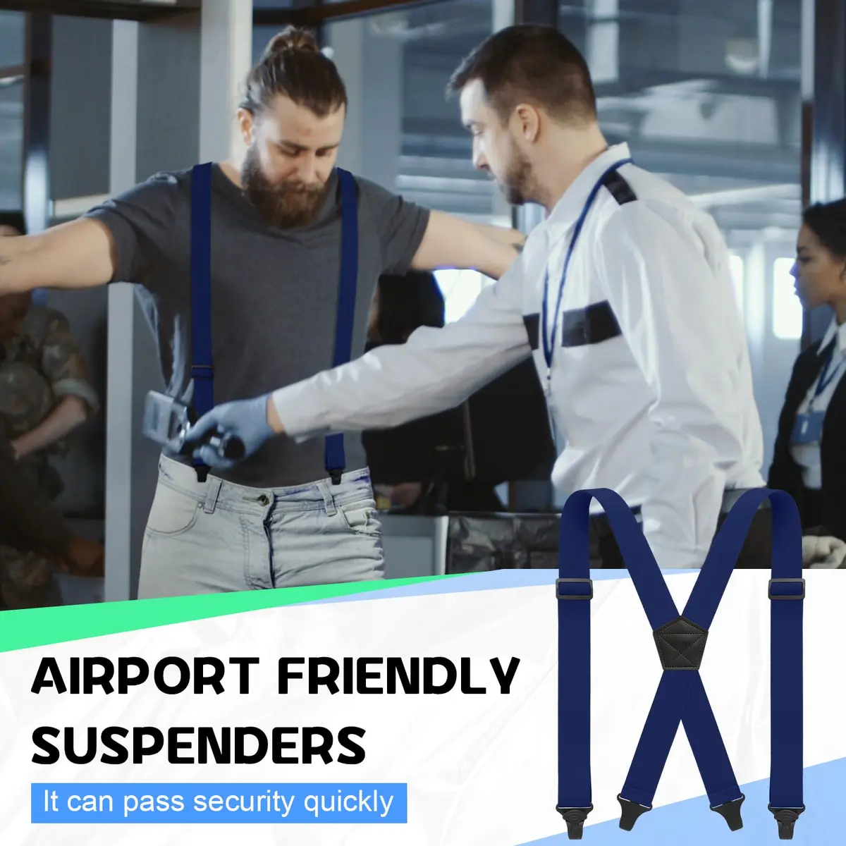 Janmercy Men's Hidden X-Back Suspenders 120 cm (47.24 Inch) | Airport Friendly, Polyester - view 2