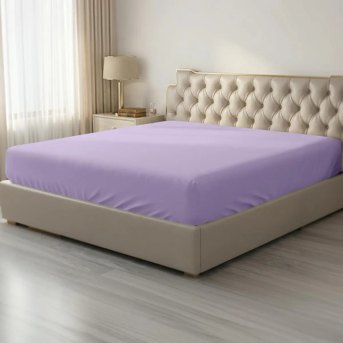 HBHLFZ Light Purple Twin XL Fitted Sheet 80" x 39" (203cm x 99cm) | Breathable Polyester with 16" Deep Pockets - main product image