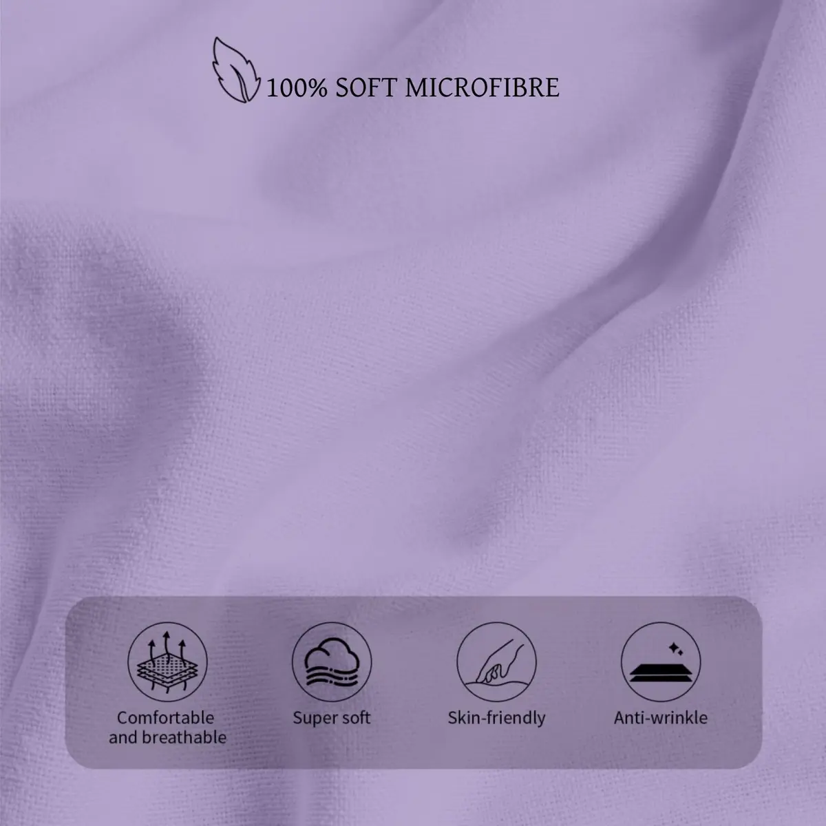HBHLFZ Light Purple Twin XL Fitted Sheet 80" x 39" (203cm x 99cm) | Breathable Polyester with 16" Deep Pockets - view 5