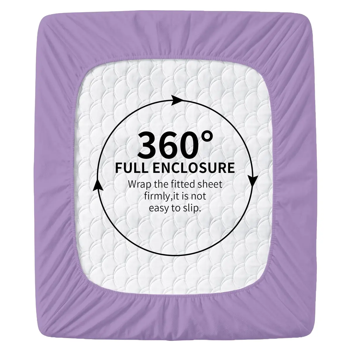 HBHLFZ Light Purple Twin XL Fitted Sheet 80" x 39" (203cm x 99cm) | Breathable Polyester with 16" Deep Pockets - view 4