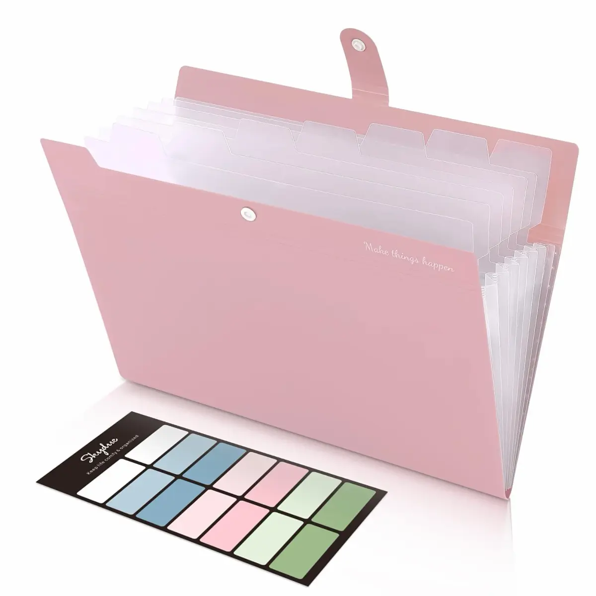 SKYDUE 8 Pockets Expanding File Folder Pink | Portable Accordion Organizer for Letter Size Documents - main product image