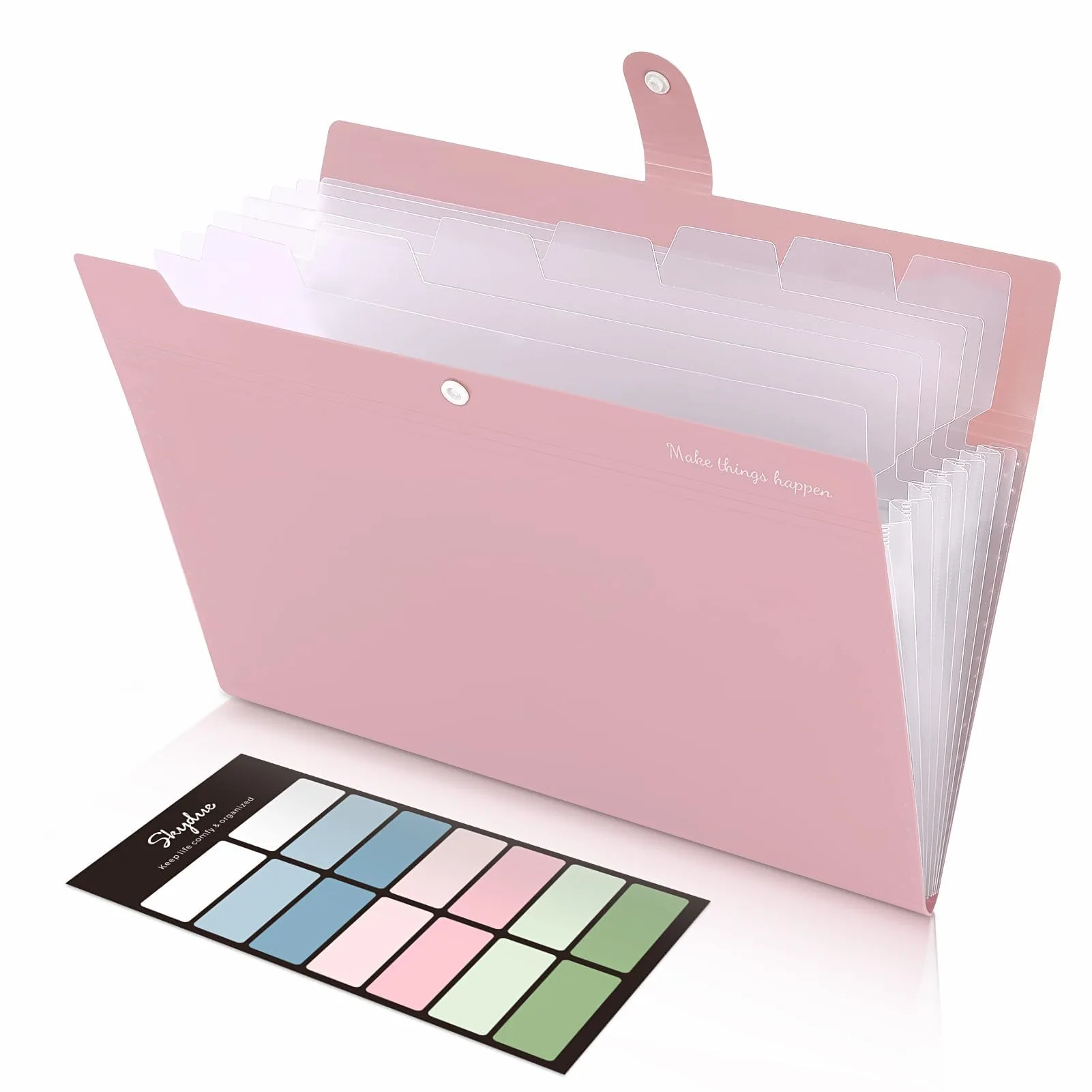 SKYDUE Expanding File Folder with 8 Pockets, Letter Size Accordion Organizer, Pink | Portable Paper Organizer for Students & Office - main product image