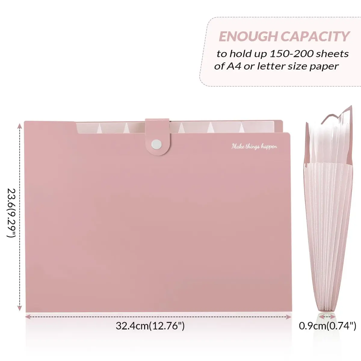 SKYDUE 8 Pockets Expanding File Folder Pink | Portable Accordion Organizer for Letter Size Documents - view 3