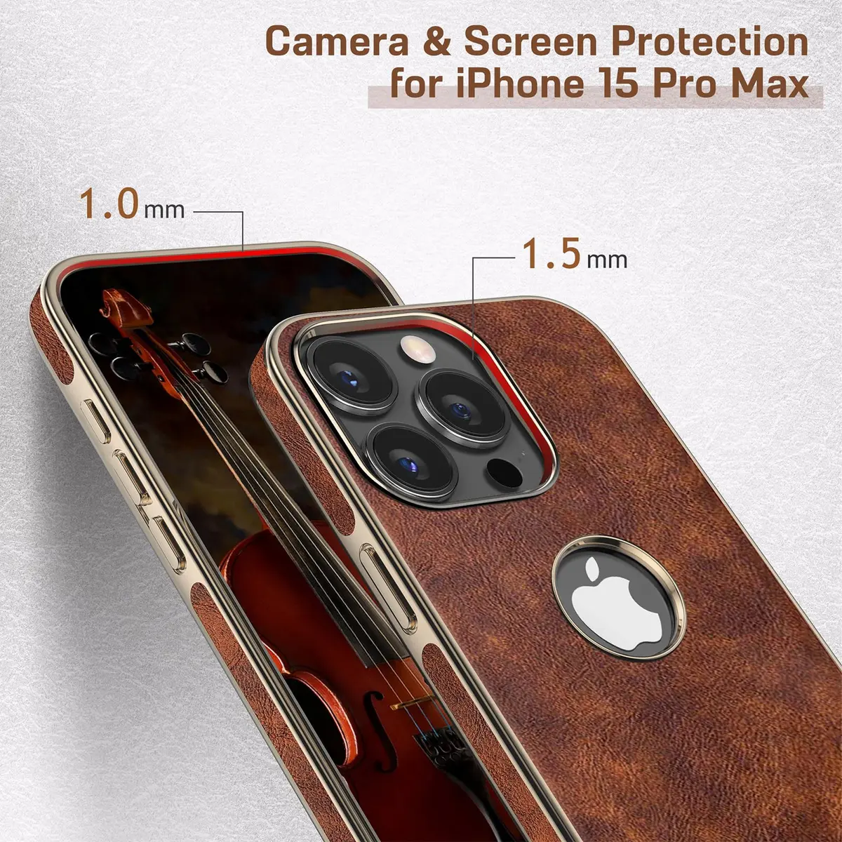 LOHASIC iPhone 15 Pro Max Leather Case | Slim Vintage Brown Luxury Cover - view 6