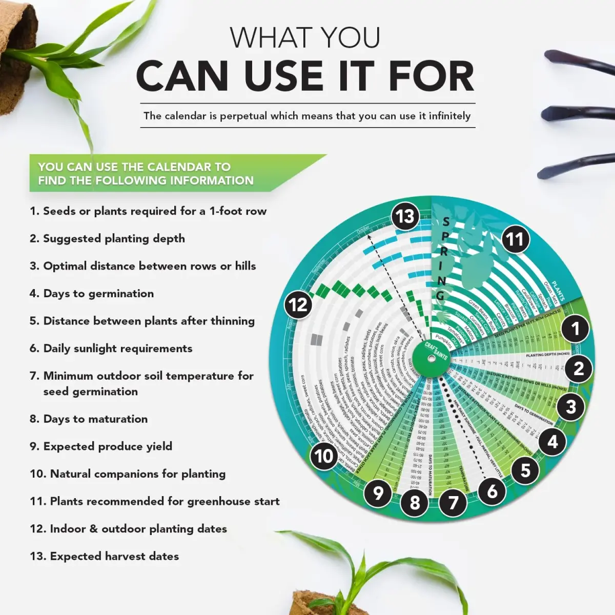 CraftSaints Garden Planner Wheel 23.7cm (9.3in) | Perpetual Plant Care Guide for Indian Gardens - view 3