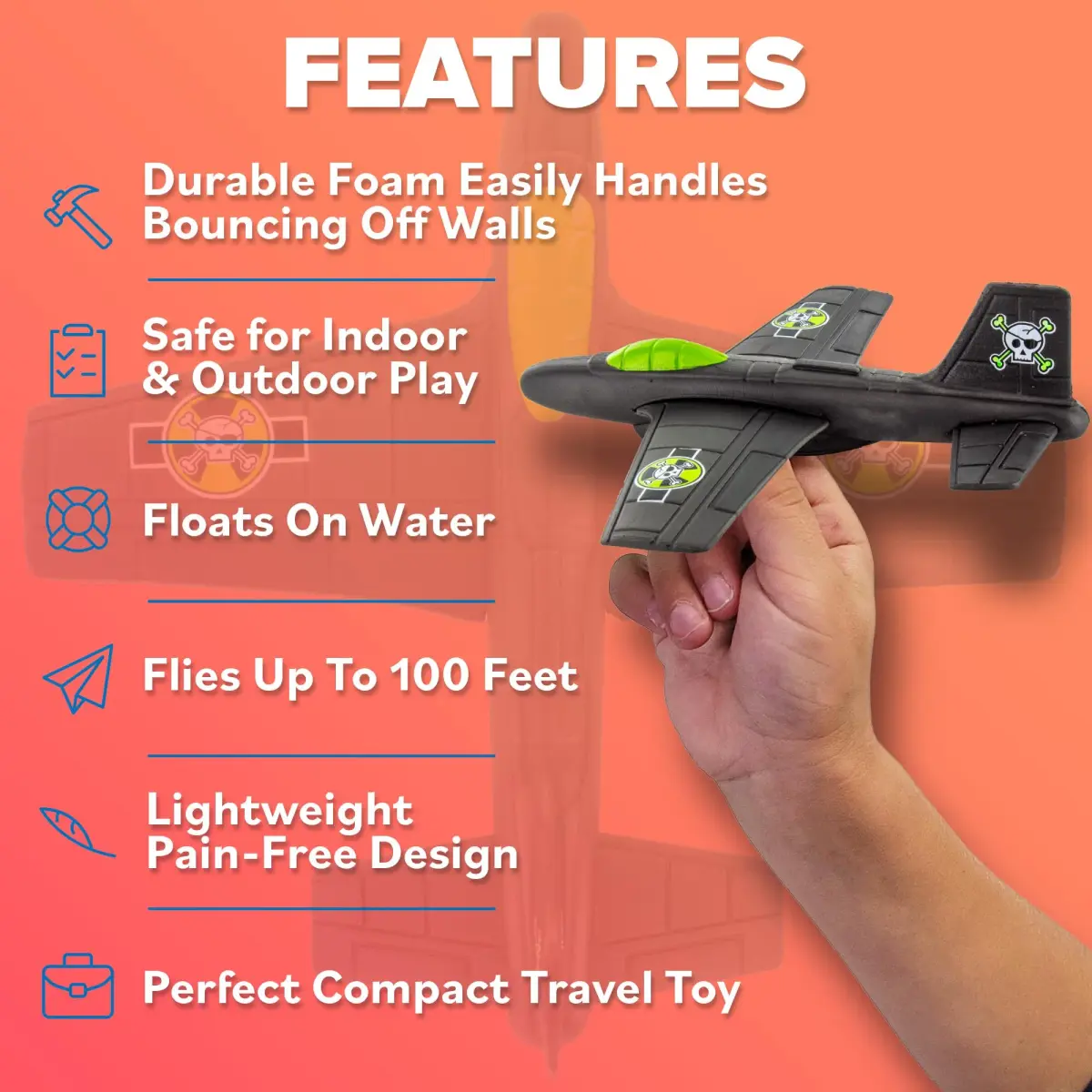 Refresh Sports EVA Foam Mini Glider Plane - Jet Black | Durable & Safe for Kids Ages 3+ - view 4