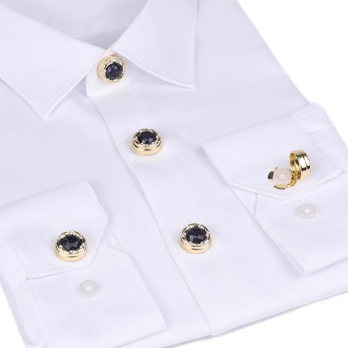 OoSsSoO Mens Button Covers Tuxedo Shirt Cufflinks Alternative Gold | Stylish Copper Snap-Over - view 4