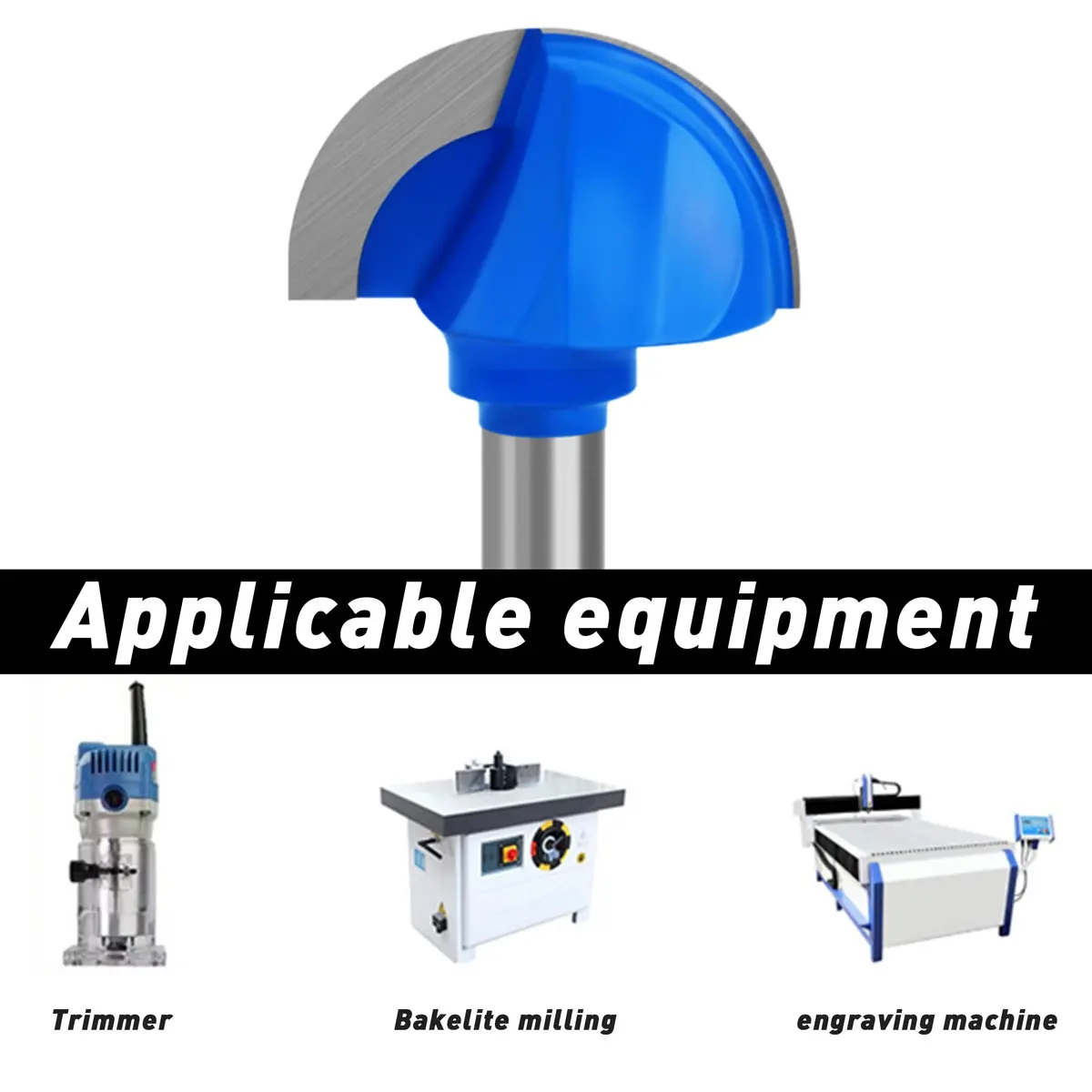 ASNOMY Core Box Router Bit 2" Cutting Diameter, 1/2" Shank | Solid Carbide 2-Flute Round Nose - view 6