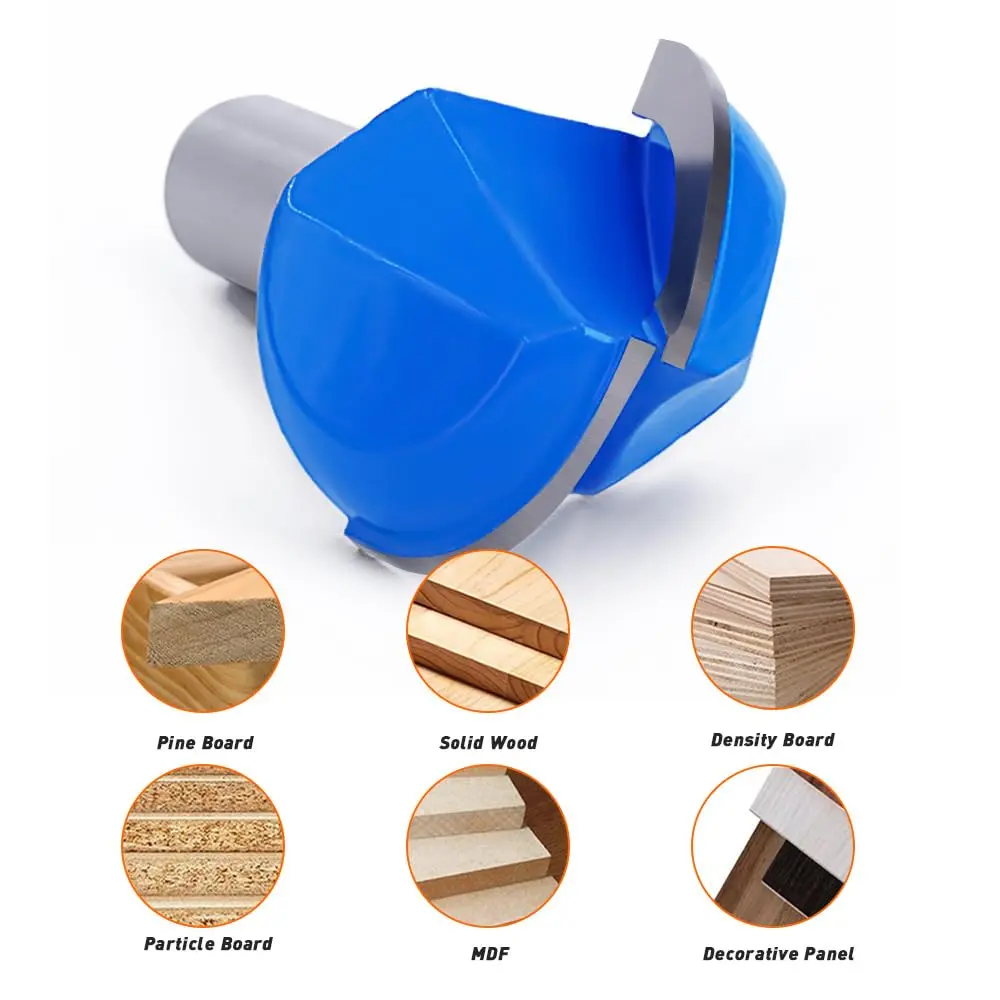 ASNOMY Core Box Router Bit 2" Cutting Diameter, 1/2" Shank | Solid Carbide 2-Flute Round Nose - view 3