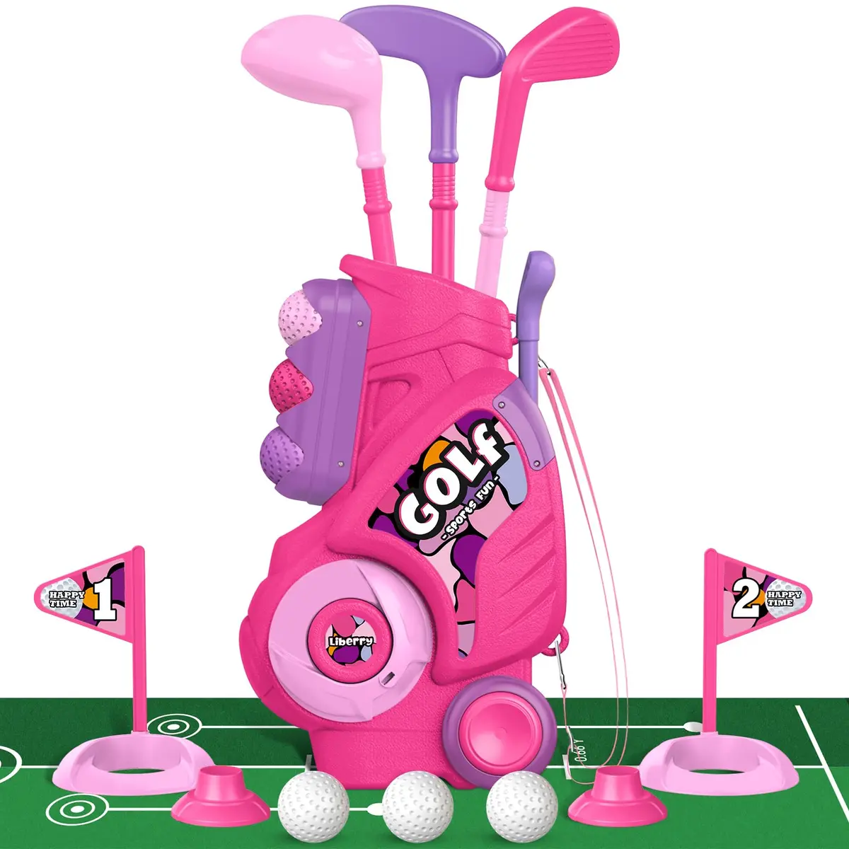Liberry Toddler Golf Clubs Set Toy for Girls Ages 1-4 with Mat, Pink | ASTM-Tested Non-Toxic Plastic - main product image