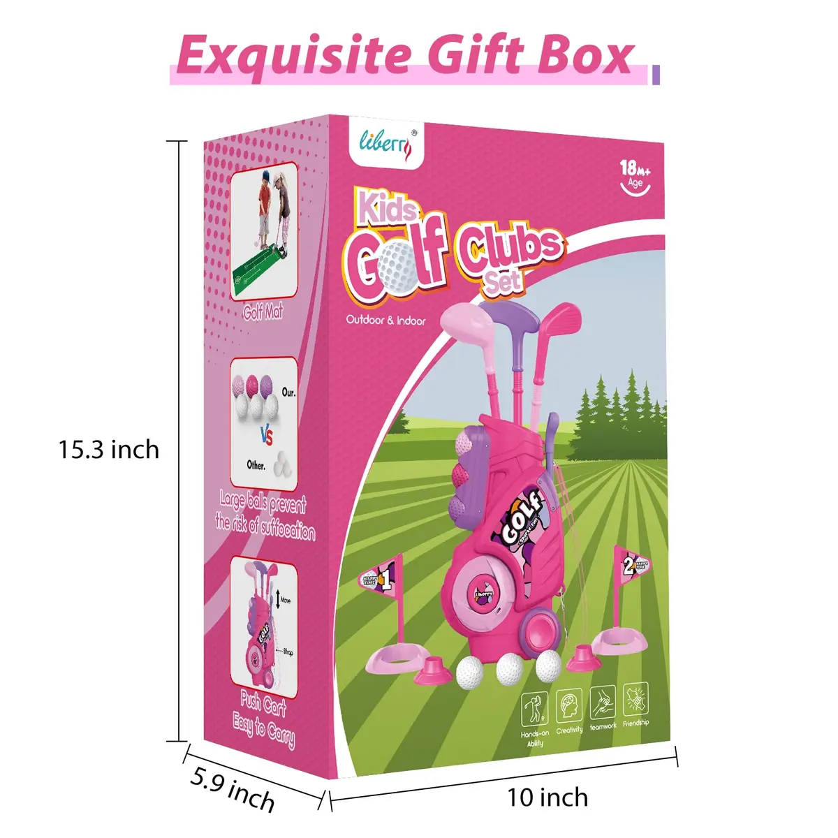 Liberry Toddler Golf Clubs Set Toy for Girls Ages 1-4 with Mat, Pink | ASTM-Tested Non-Toxic Plastic - view 7
