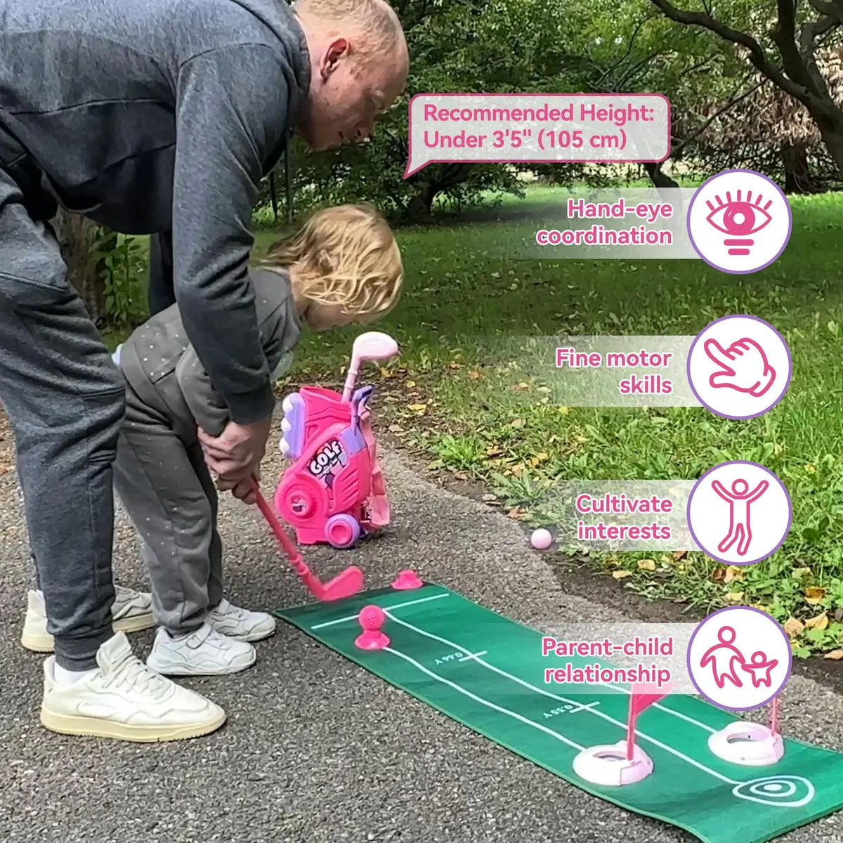 Liberry Toddler Golf Clubs Set Toy for Girls Ages 1-4 with Mat, Pink | ASTM-Tested Non-Toxic Plastic - view 4