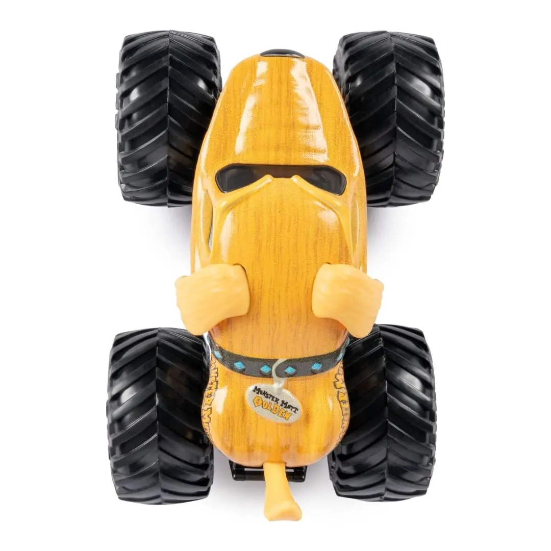 Monster Jam 2023 Spin Master 1:64 Diecast Truck Series 31 Ruff Crowd Monster Mutt Golden | Authentic Monster Jam Truck for Kids 3+ - view 5