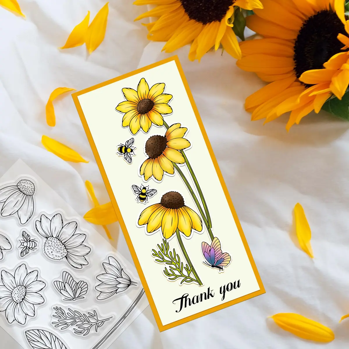 ORIGACH Daisy Flower Stamps and Dies and Layering Stencil Set, Silicone & Metal, 7.9x7.9 inch | DIY Card & Scrapbook Craft - view 5