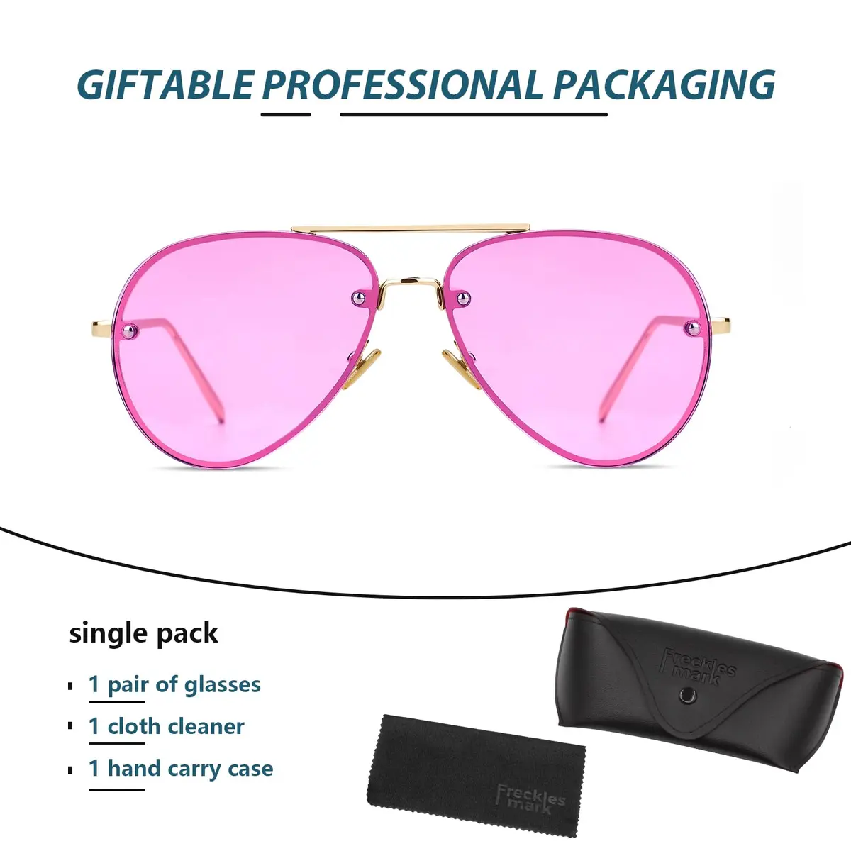 Freckles Mark Oversized Aviator Sunglasses Purple Tint 62mm | UV400 Protection - view 7